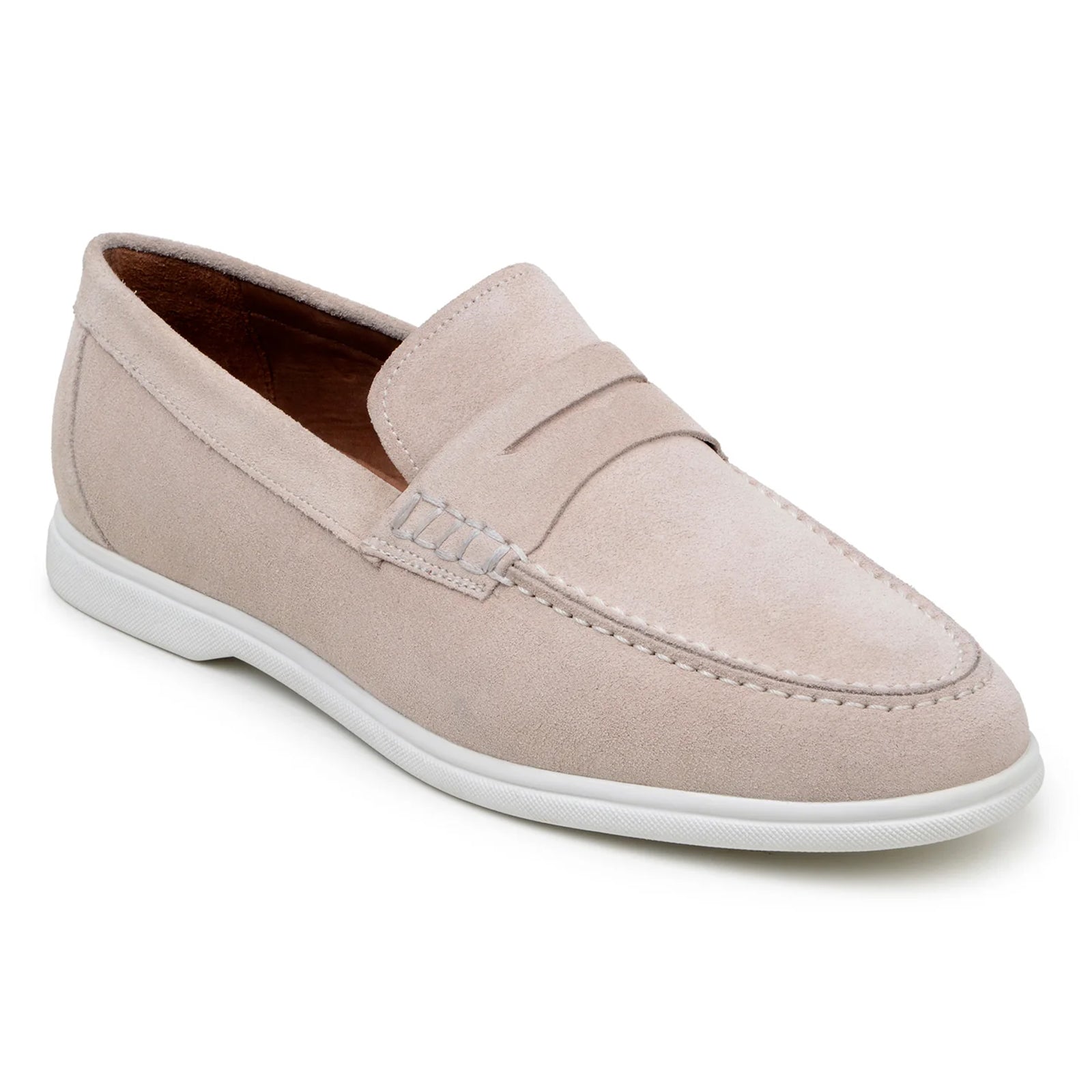 Men’s Belvedere Niko Italian Suede Casual Slip on Penny Loafer in Sand