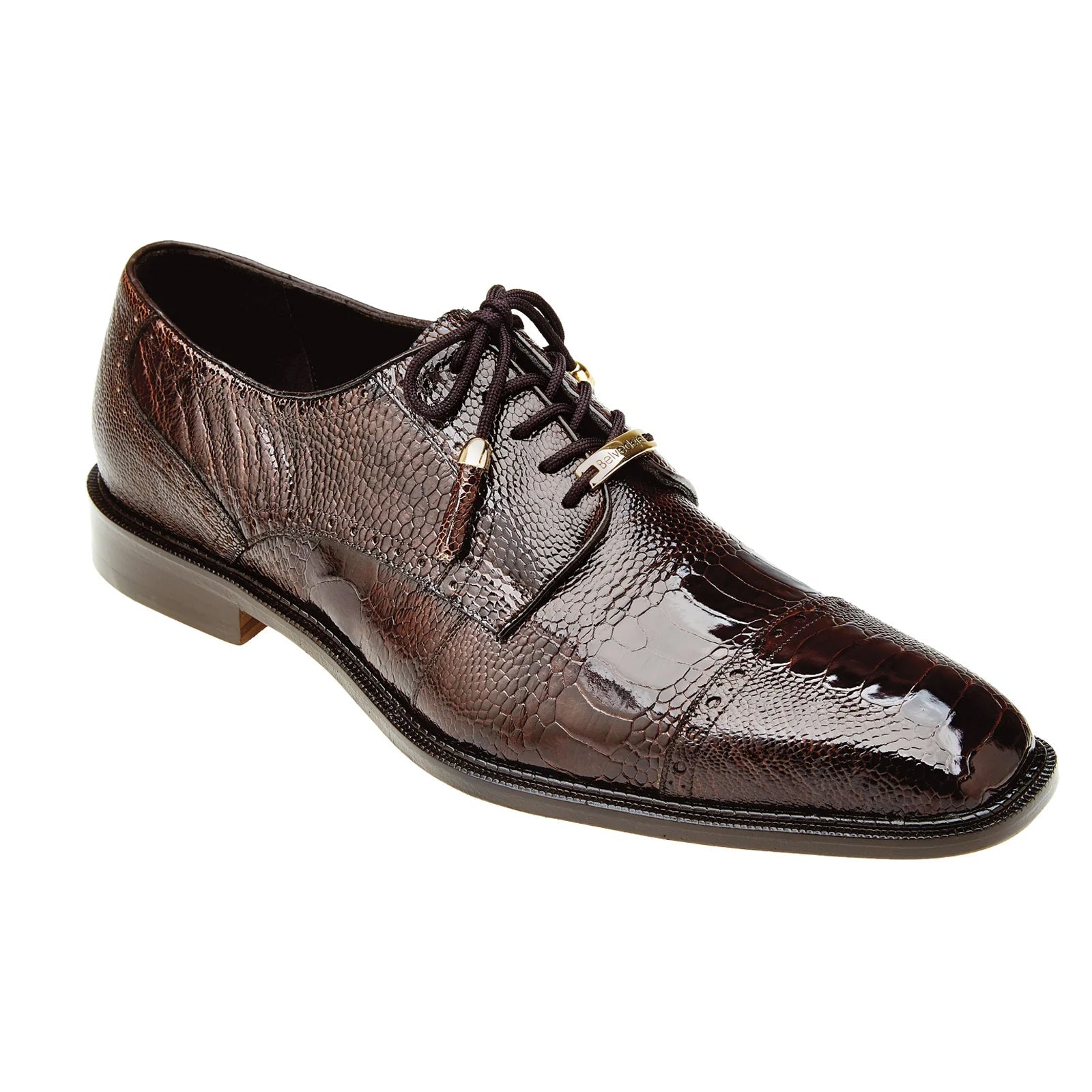 Men’s Belvedere Batta Cap Toe Ostrich Dress Shoe in Brown
