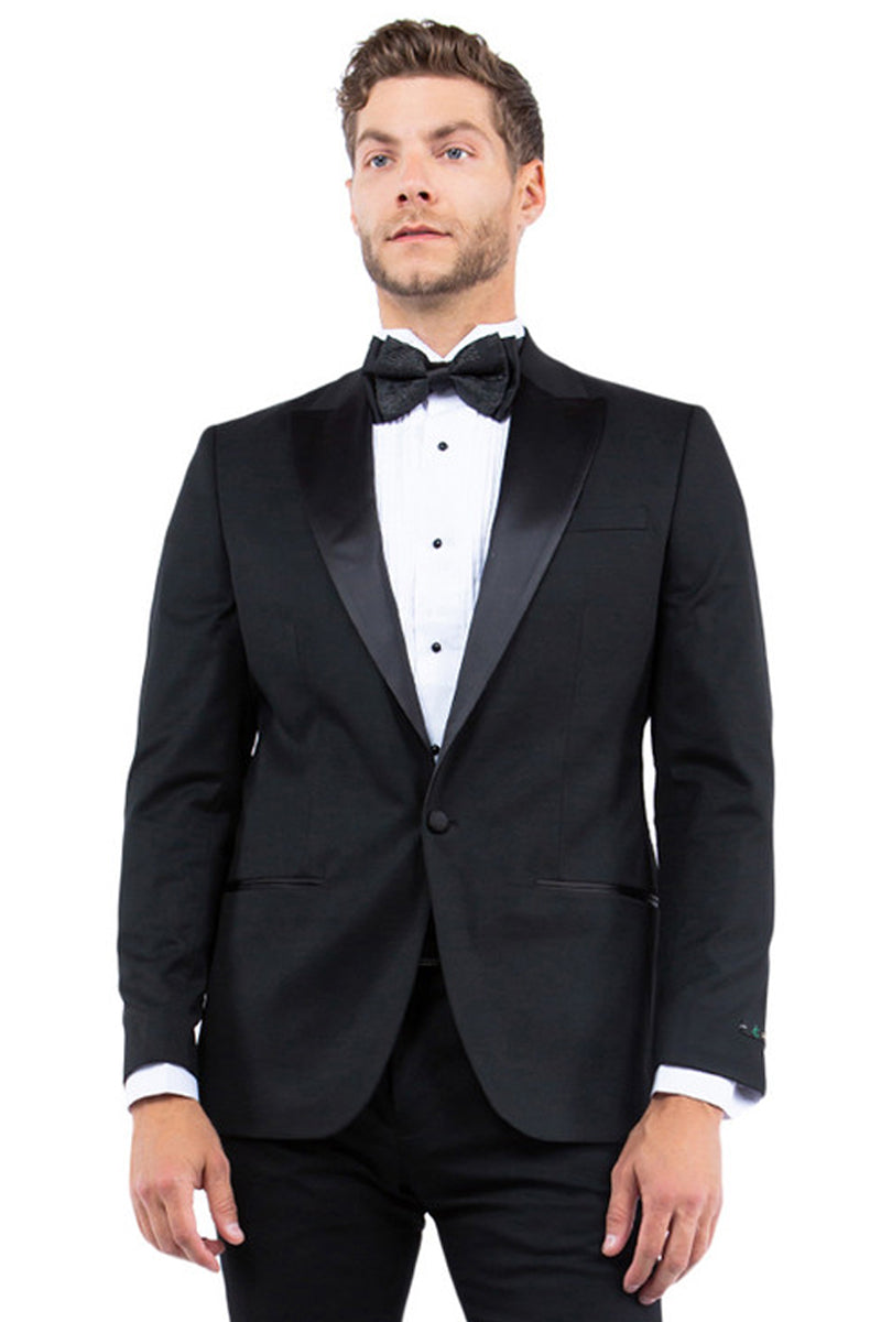 Men’s Modern Fit One Button Peak Lapel Tuxedo Separates Jacket in Black