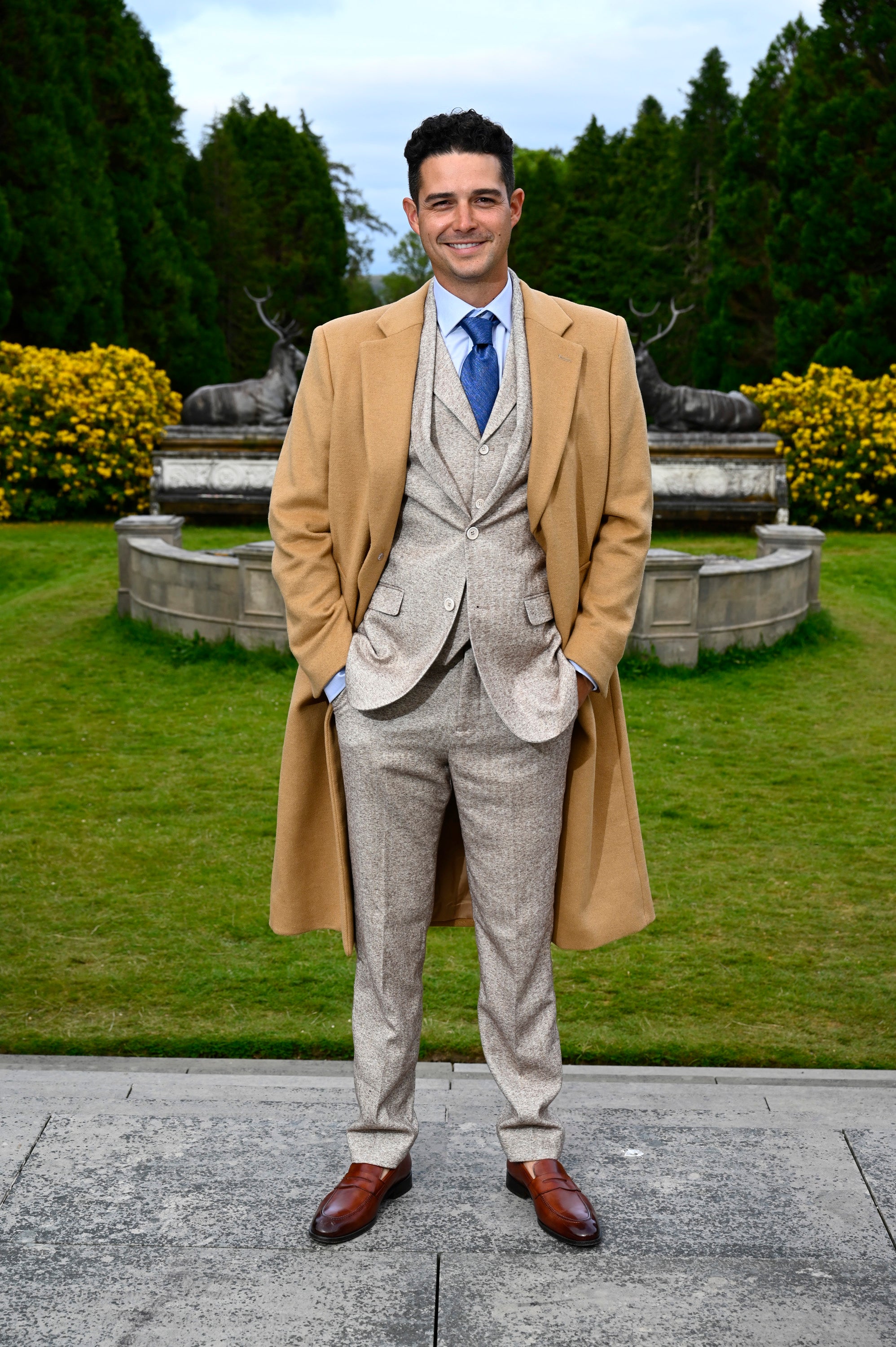 Men’s Full Length Wool & Cashmere Overcoat in Camel