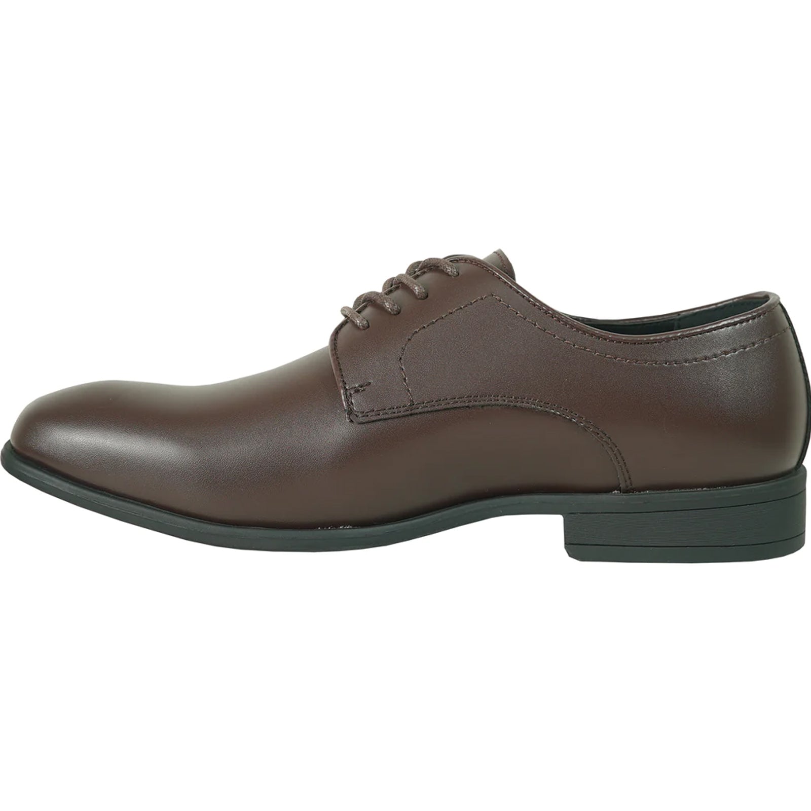 Mens Plain Round Toe Dress Oxford in Dark Brown