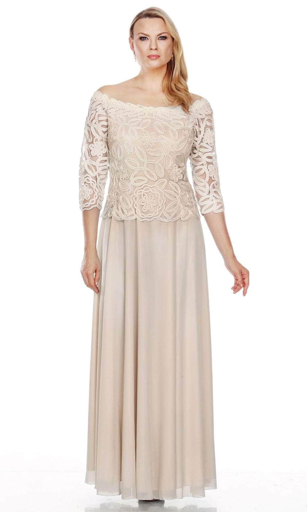 Lace 3/4 Sleeve Evening Gown
