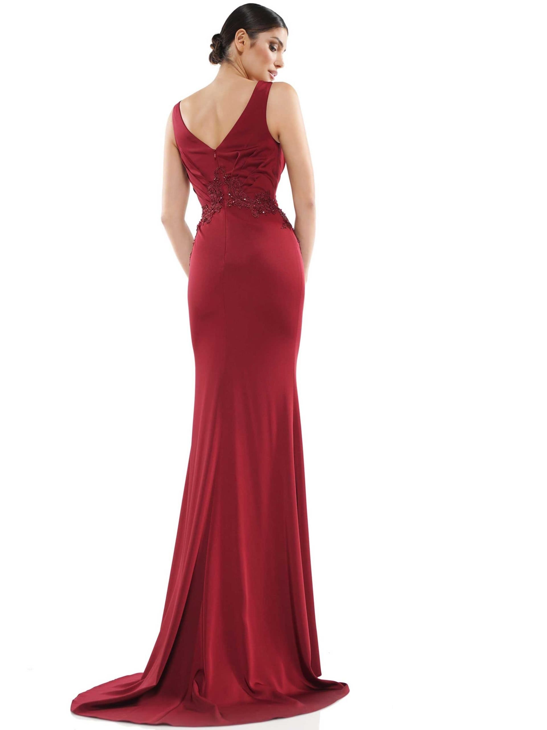 MV1054 Embroidered V-neck Trumpet Dress