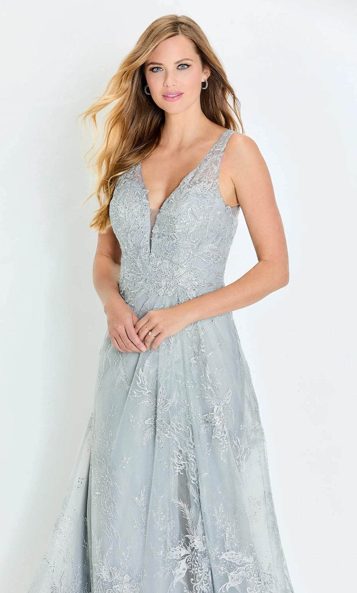 Plunging V-Neck Lace Mother of the Bride Dress