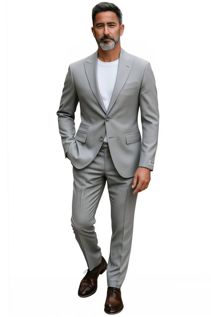 Men’s Stacy Adams Basic Slim Fit Wedding & Business Suit in Light Grey