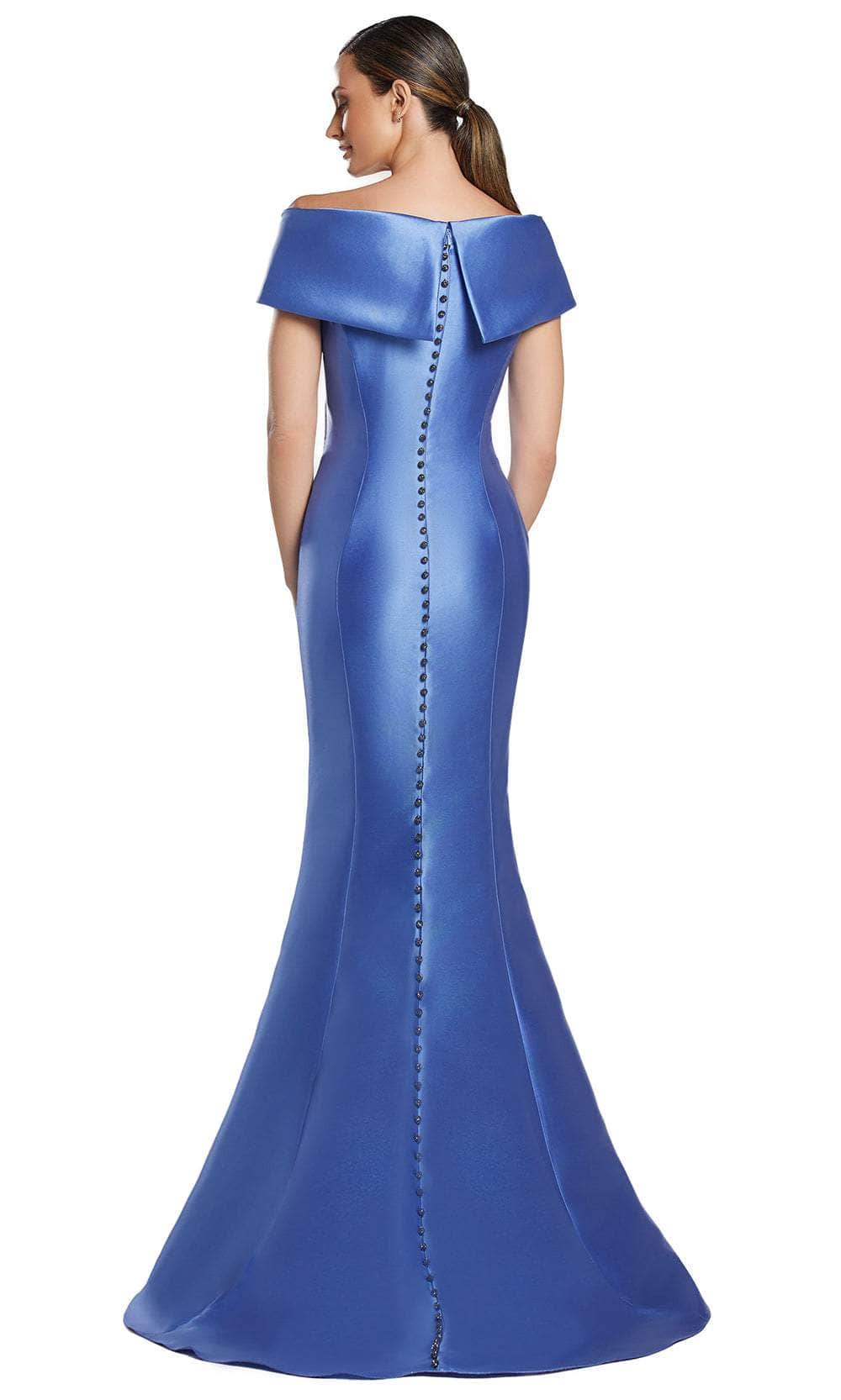 Pleated Bodice Off Shoulder Evening Gown