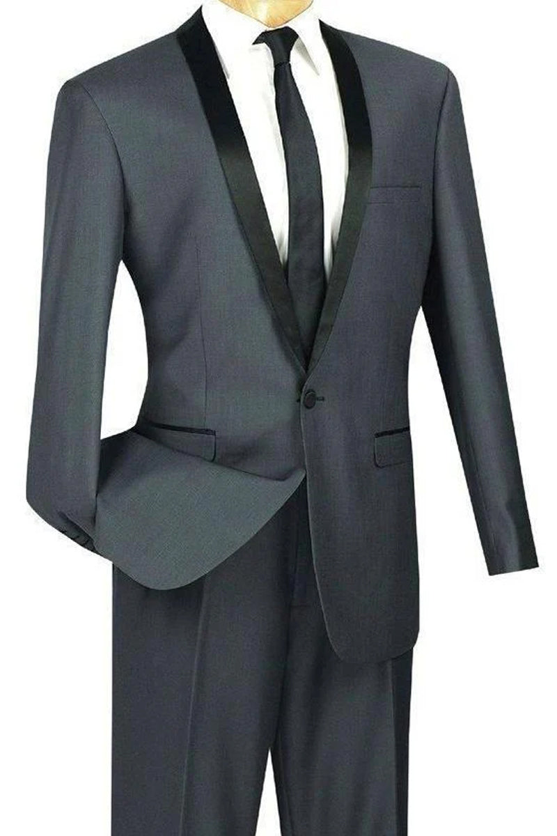 Men’s Slim Fit Shawl Collar Tuxedo in Charcoal Grey