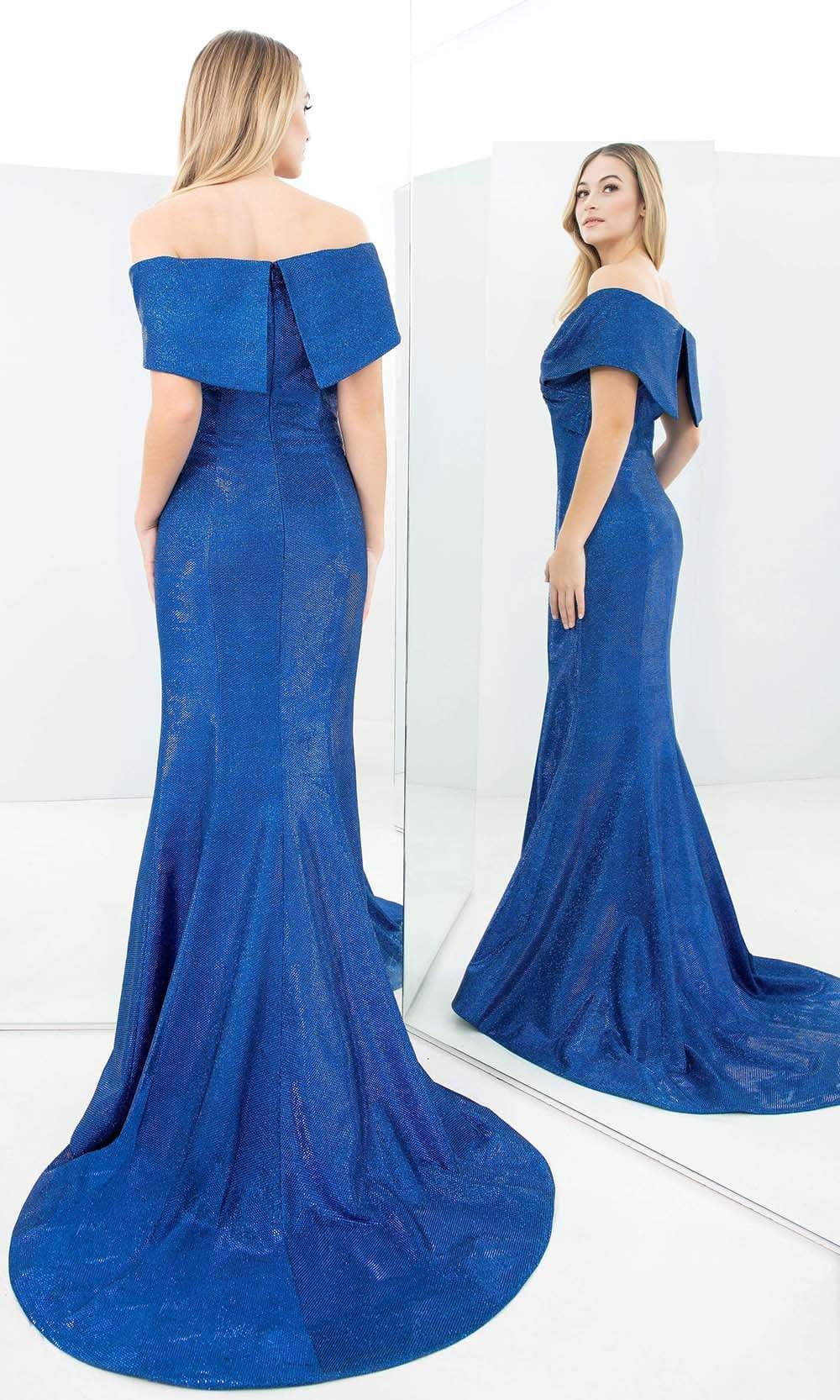 1367 Textured Fabric Shiny Trumpet Dress