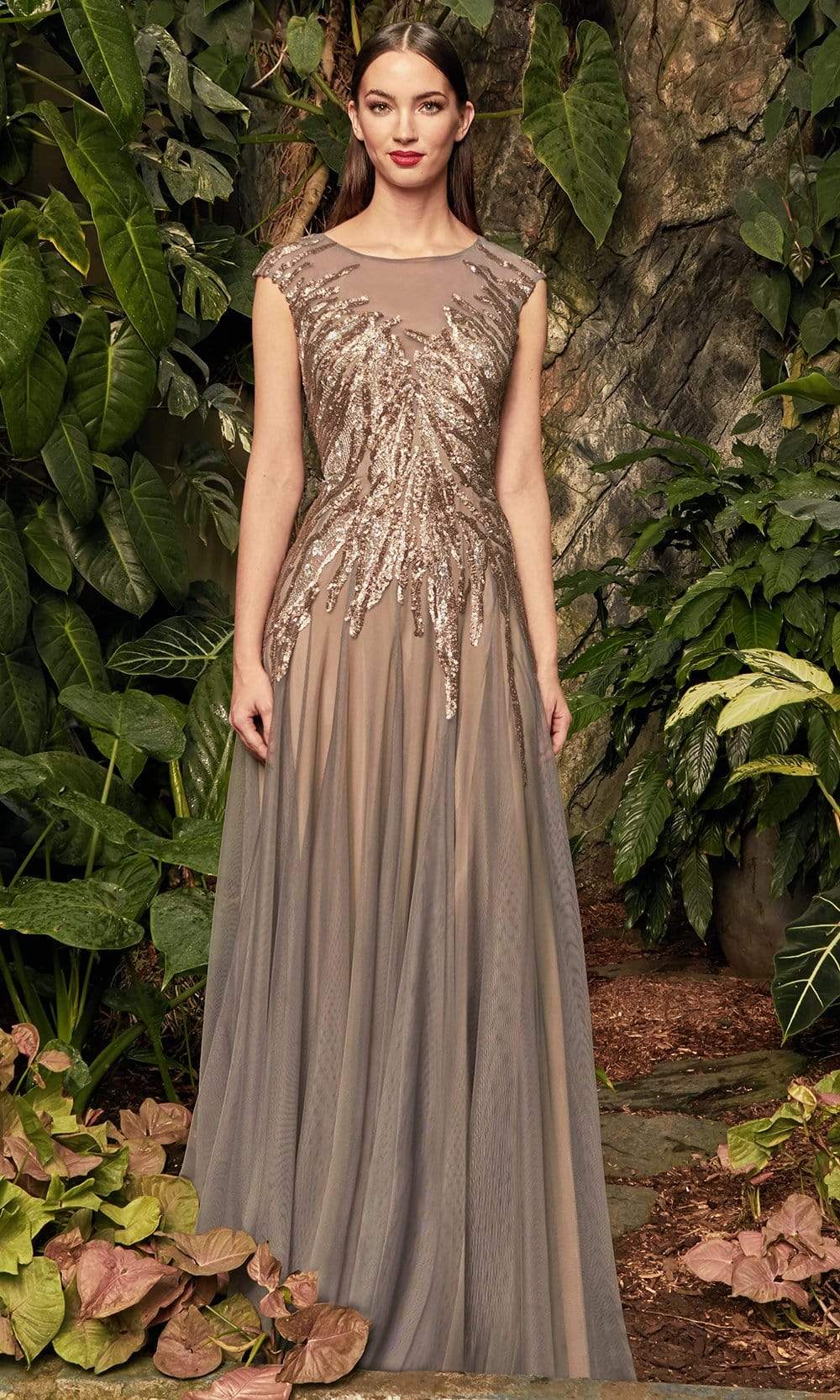 957 Beaded Bateau A-Line Dress