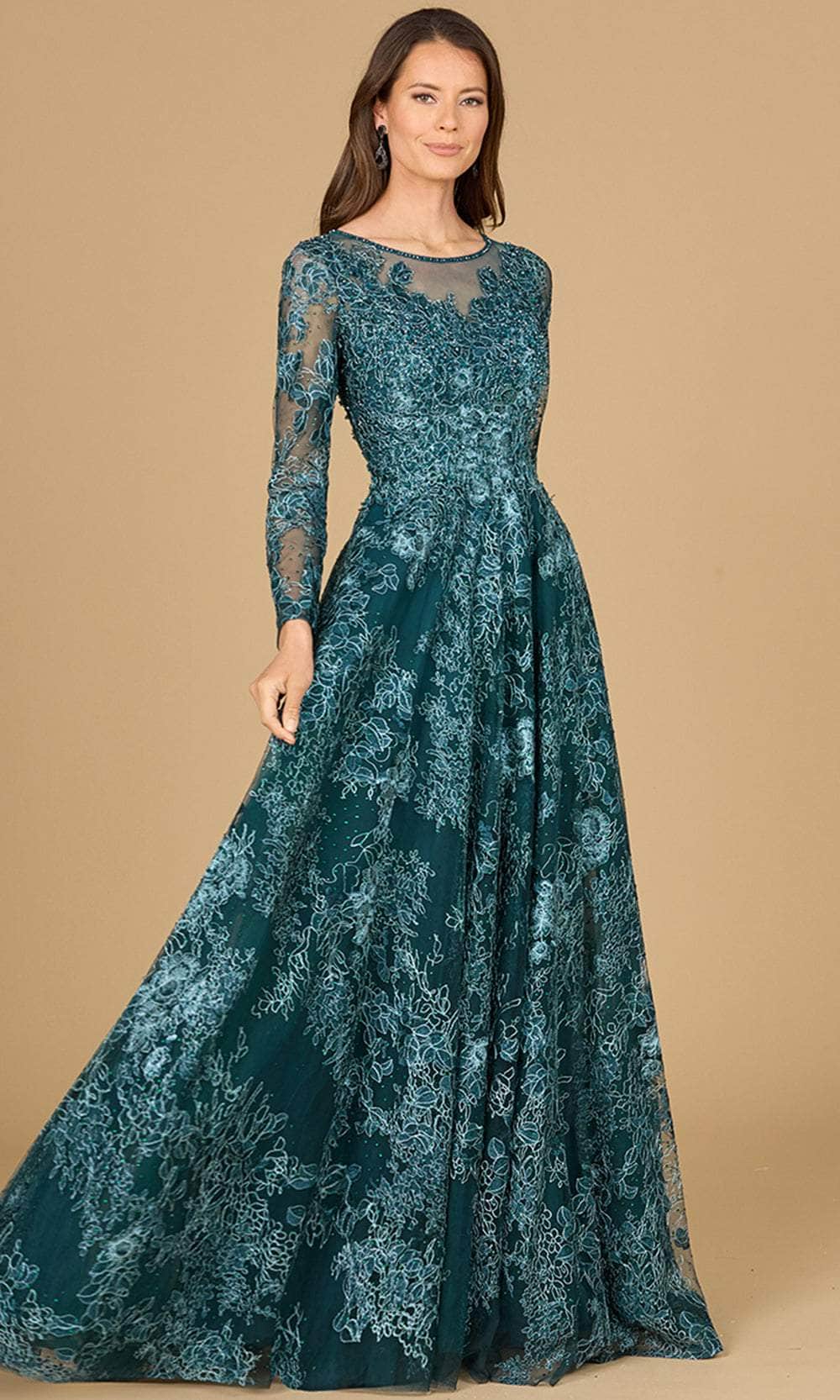 Embellished Lace Evening Gown