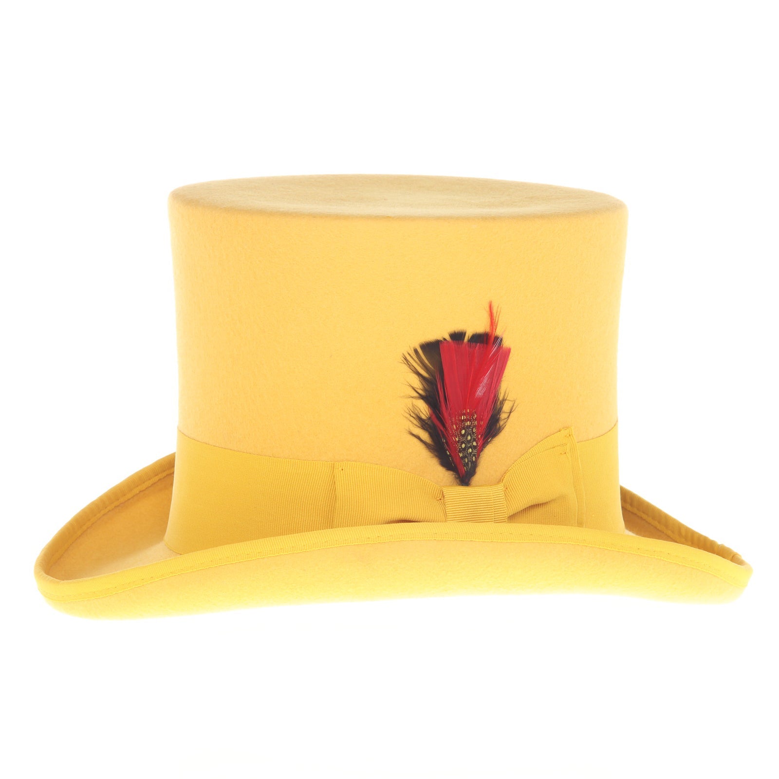 Men’s Tall 100% Wool Dress Top Hat in Mustard Gold