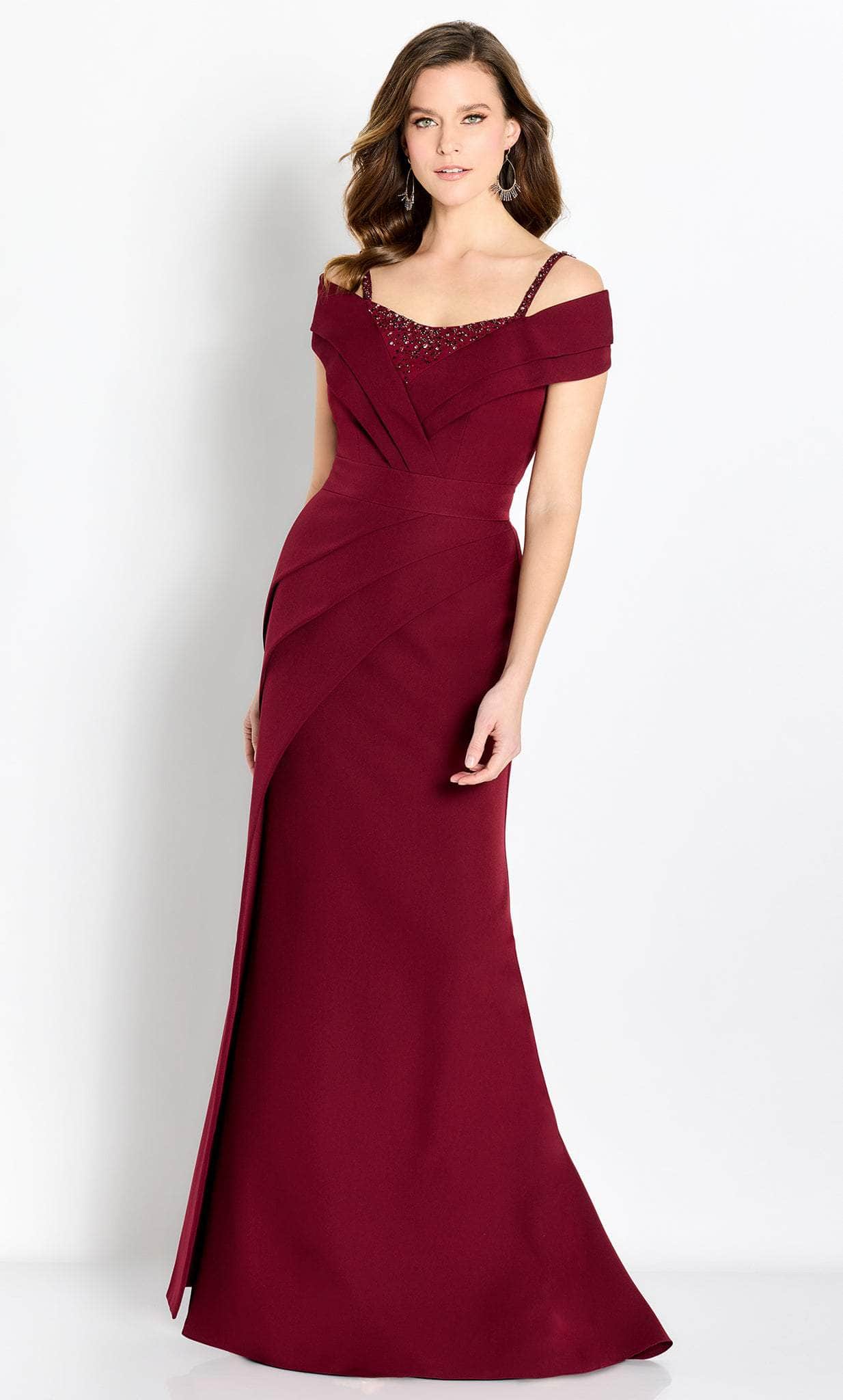 Pleated Off Shoulder Evening Gown