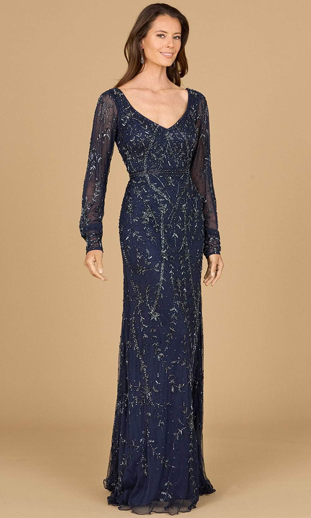 Bishop Sleeve Beaded Evening Gown