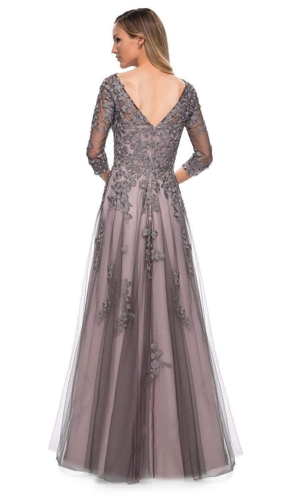 29205 Floral Embroidered A-line Gown