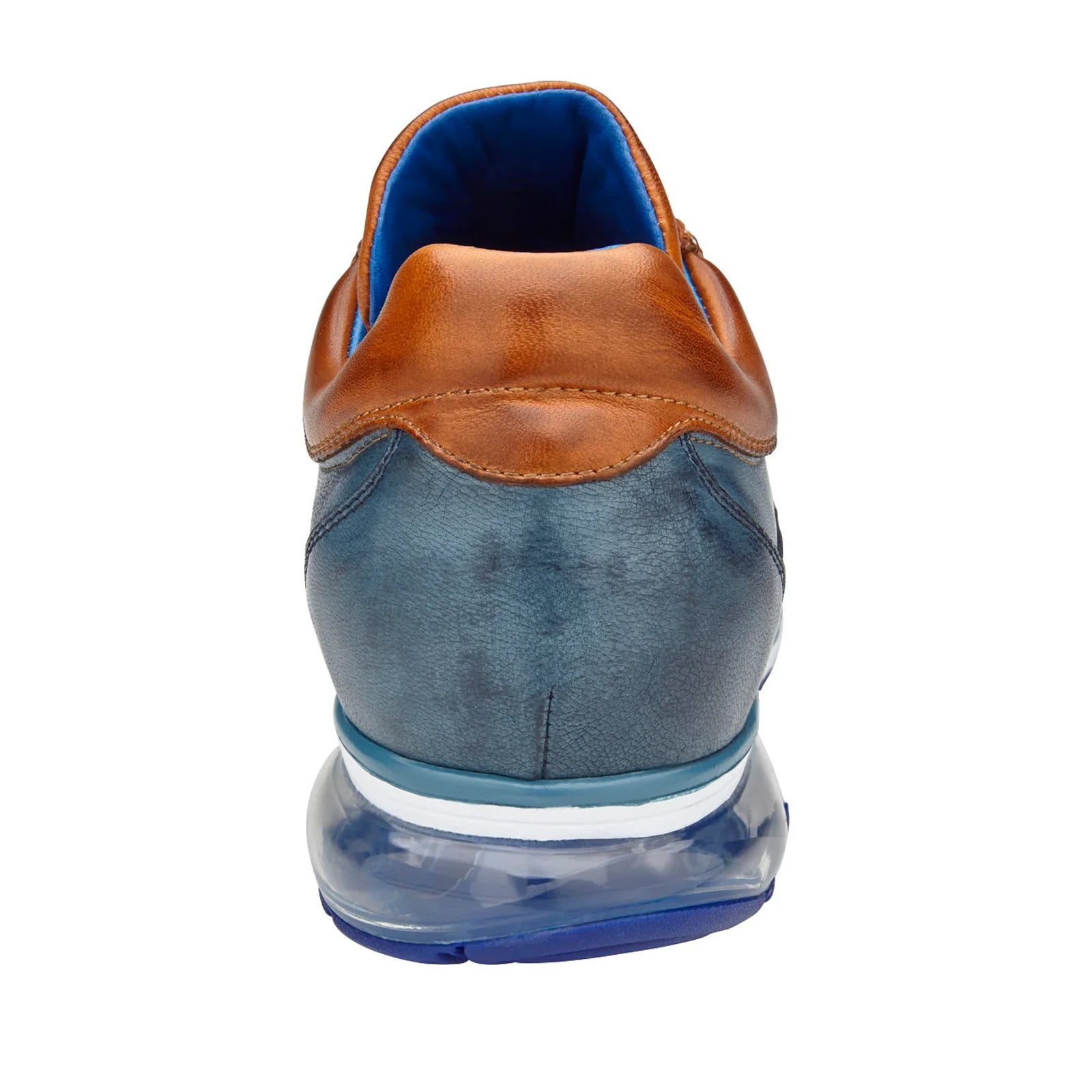 Men’s Belvedere Flash Calf & Ostrich Leg Sneaker in Camel & Blue