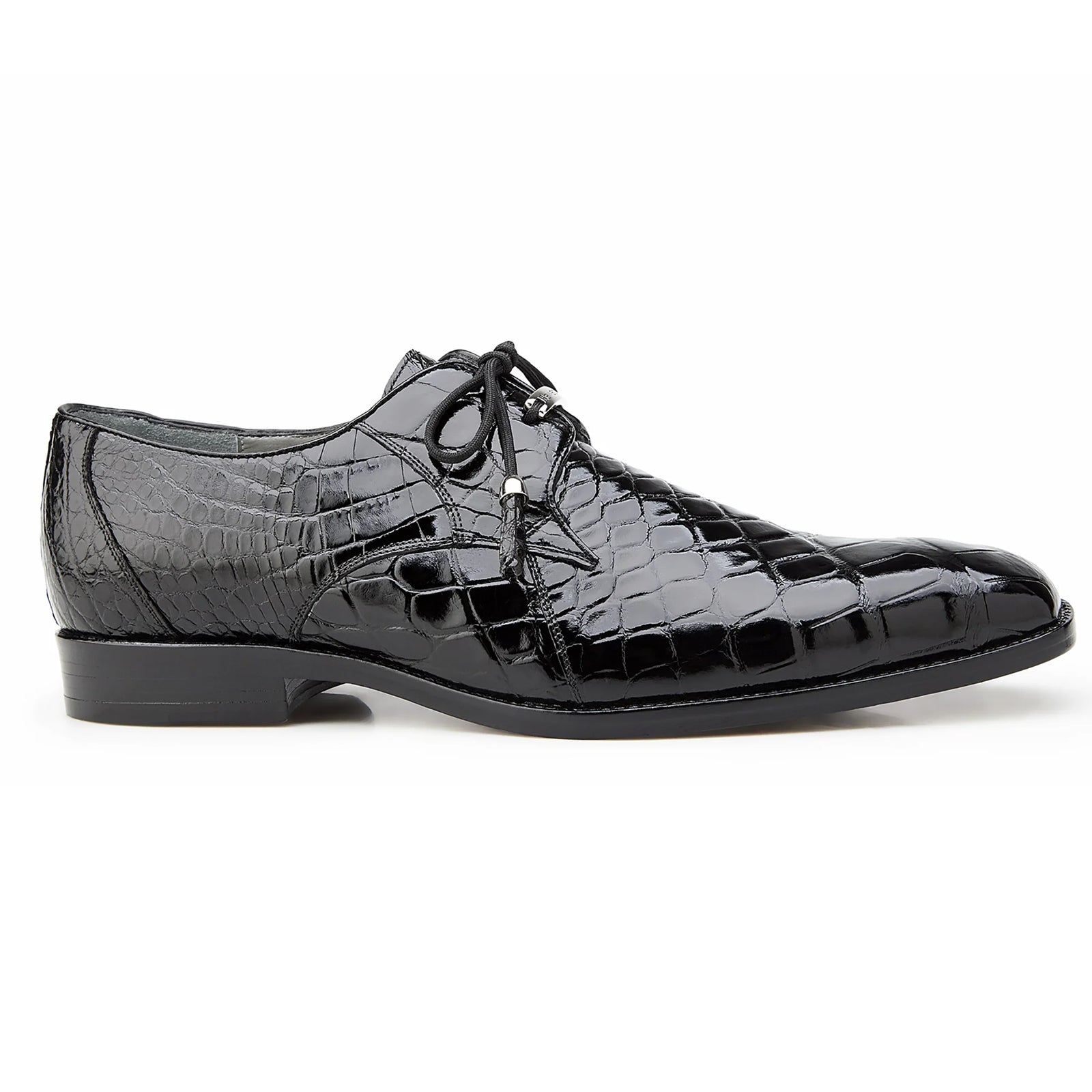 Men’s Belvedere Lago Plain Toe American Alligator Dress Shoe in Black