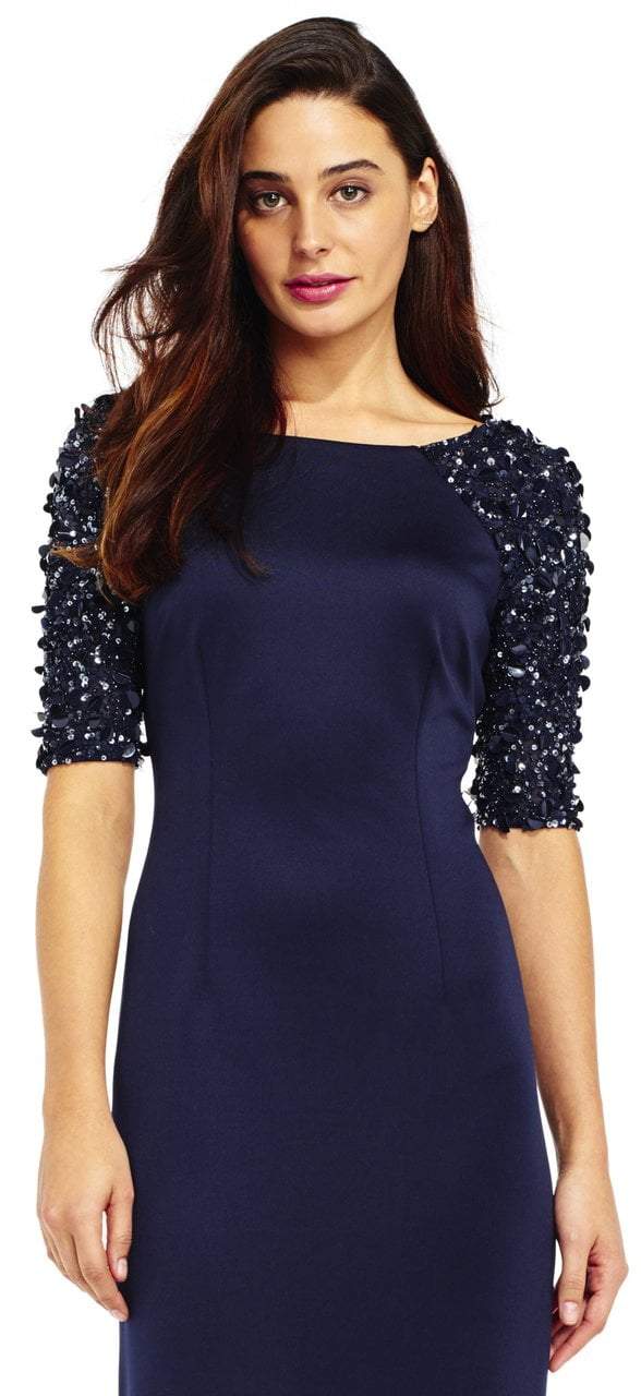 AP1E201359 Embellished Scuba Sheath Dress