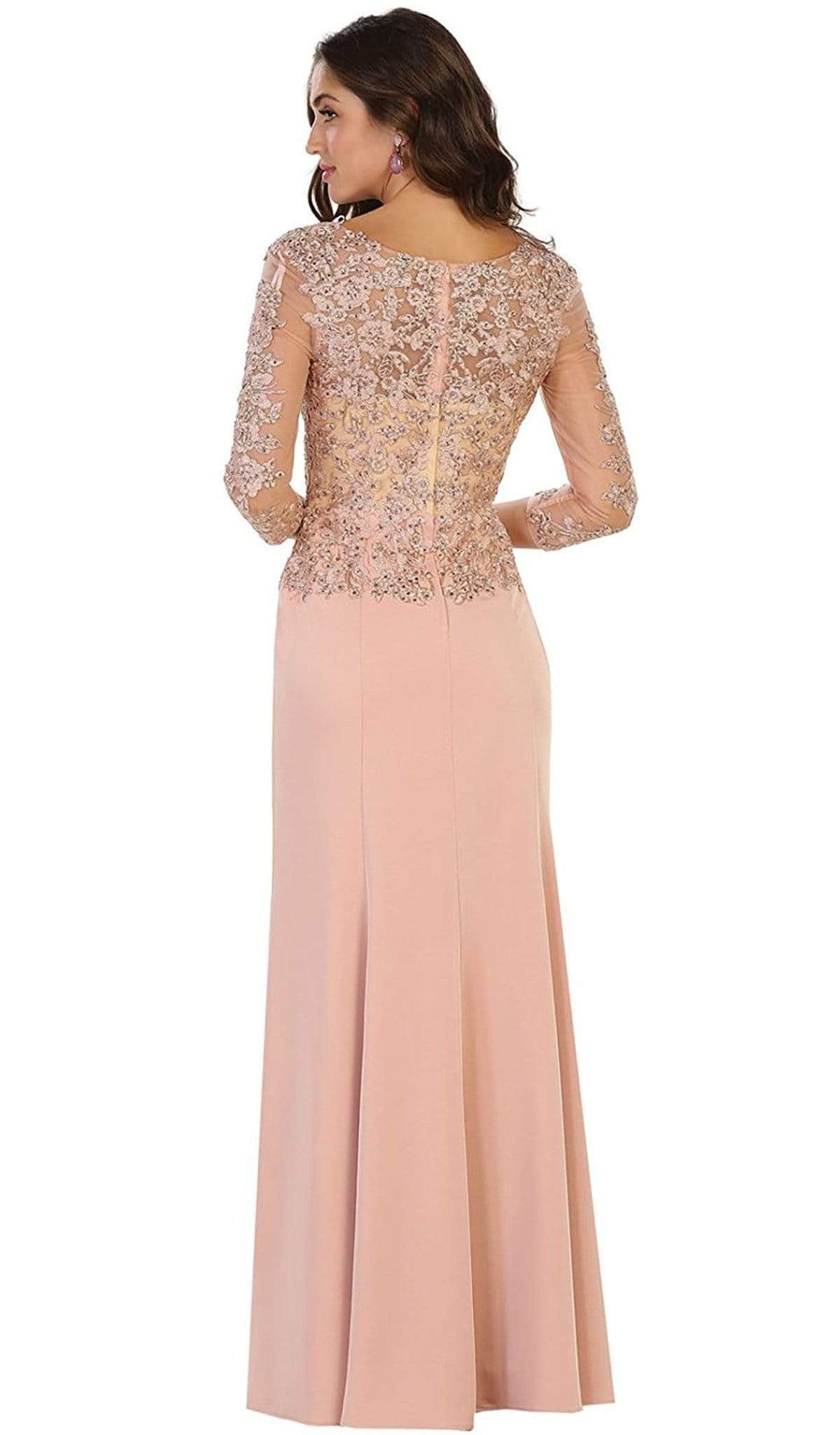 MQ1505 Quarter Length Sleeve Lace Sheath Evening Dress