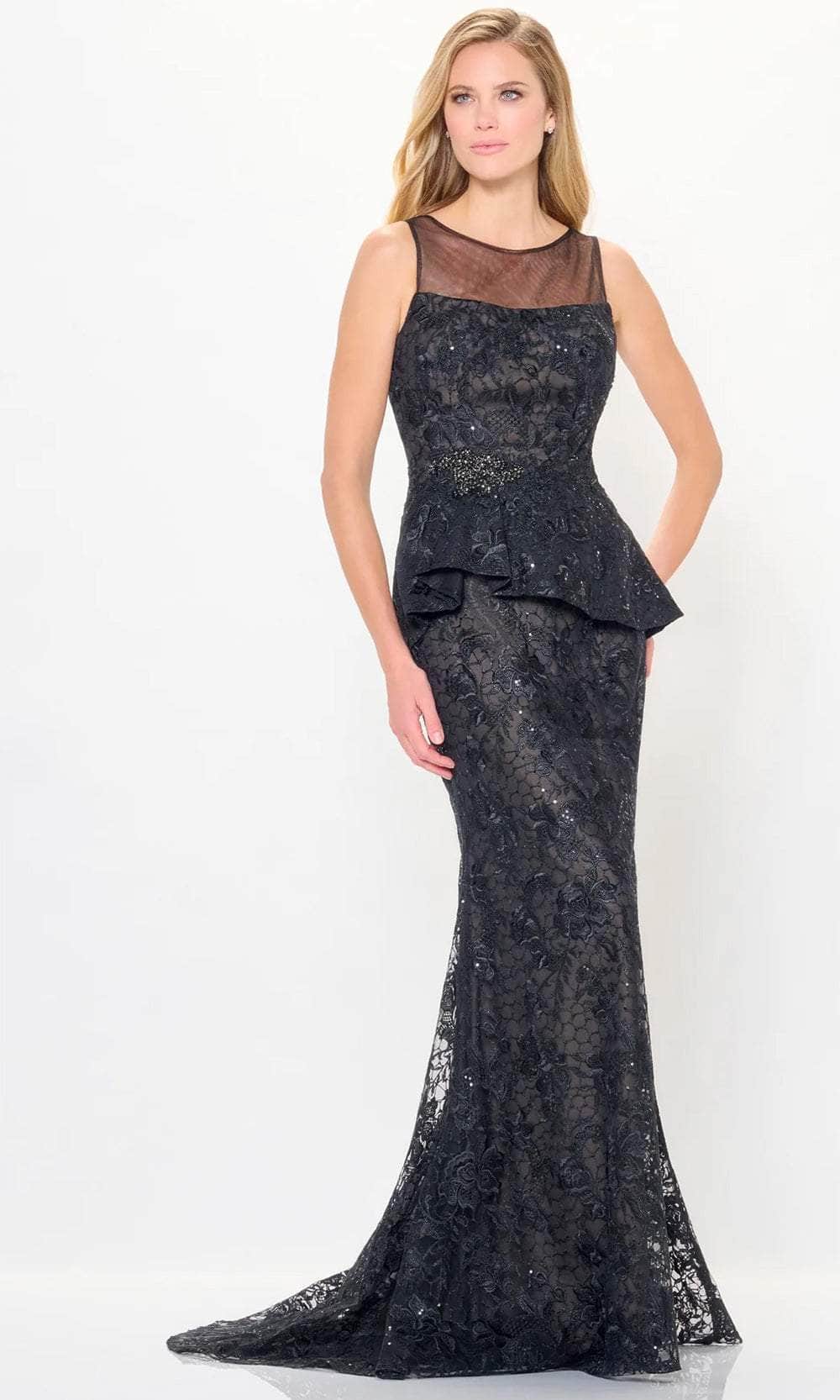 Lace Peplum Evening Gown