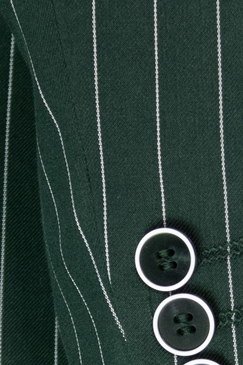 Men’s Vested Bold Gangster Pinstripe Suit in Hunter Green