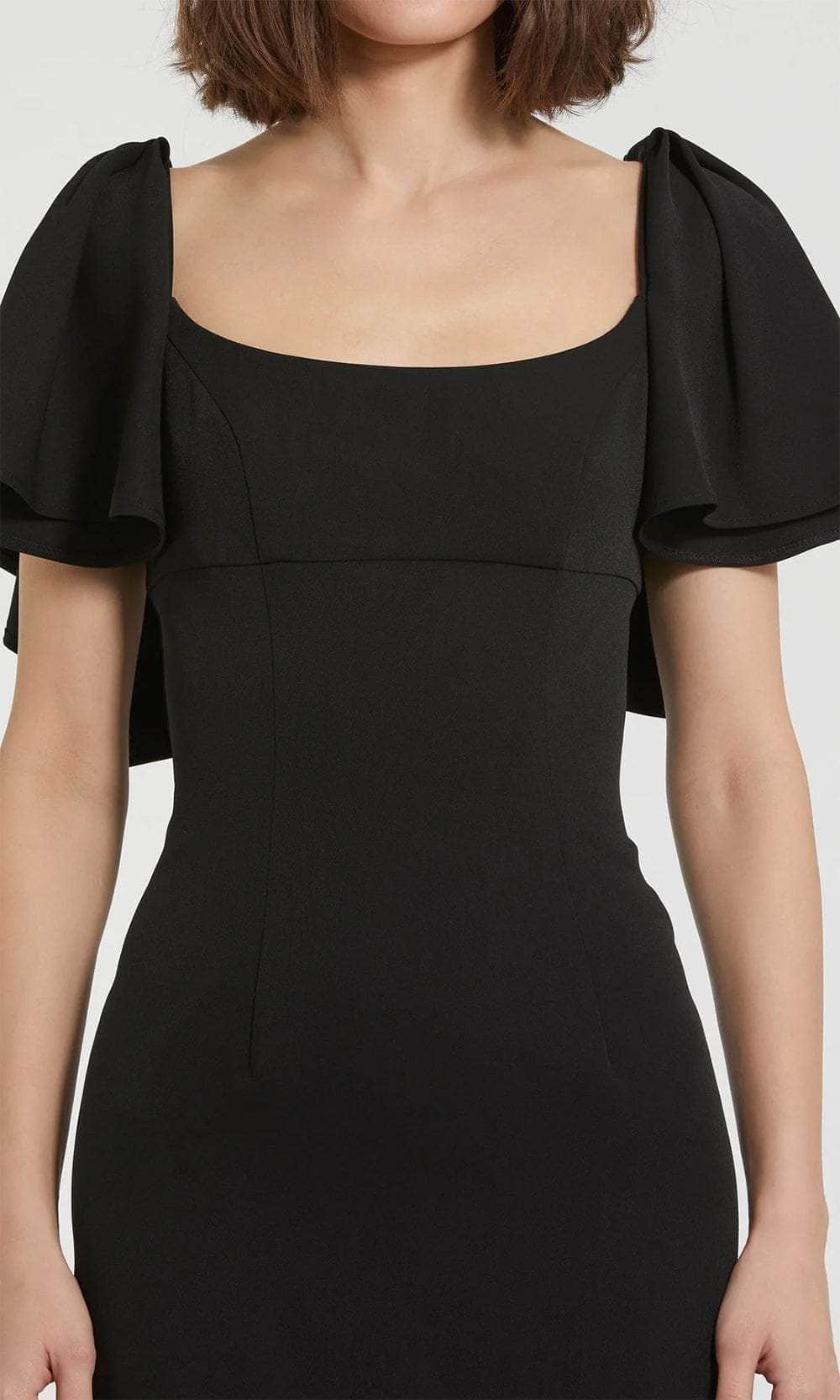 Ruffled Sleeve Column Evening Dress