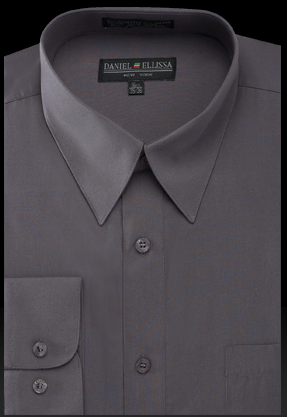 Men’s Regular Fit Basic Dress Shirt in Charcoal Grey