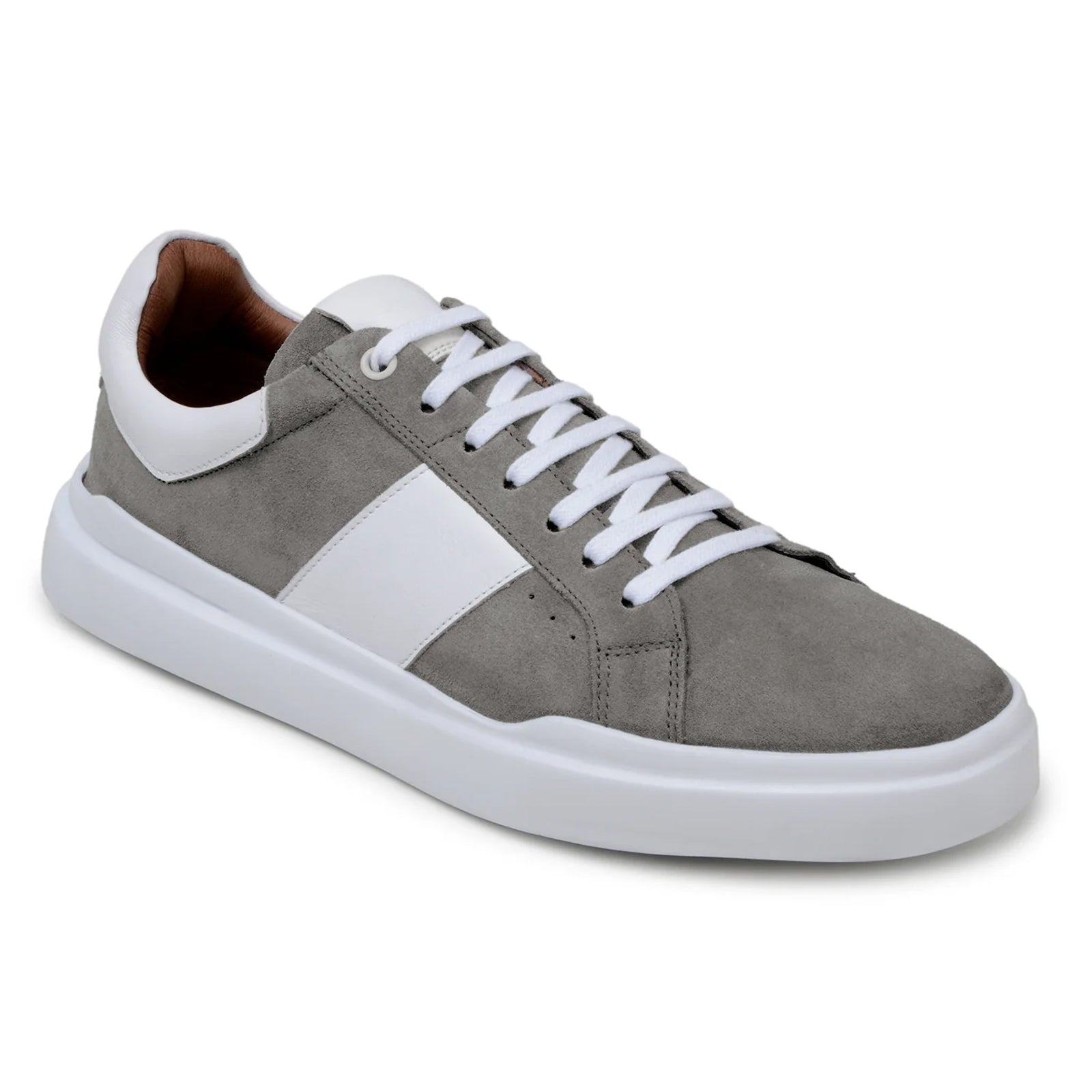 Men’s Belvedere Olivier Suede Tennis Shoe in Grey & White