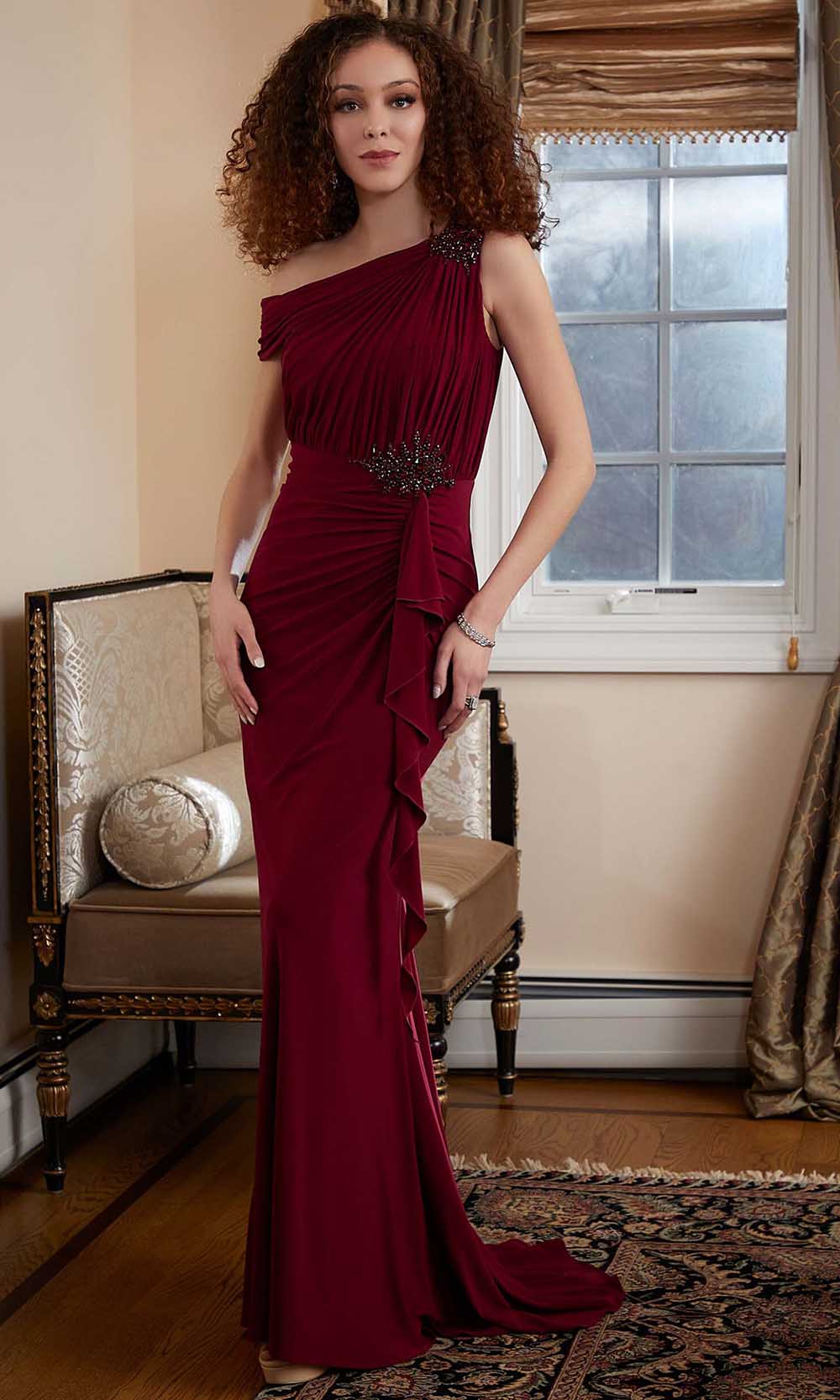 Ruched One Shoulder Evening Gown