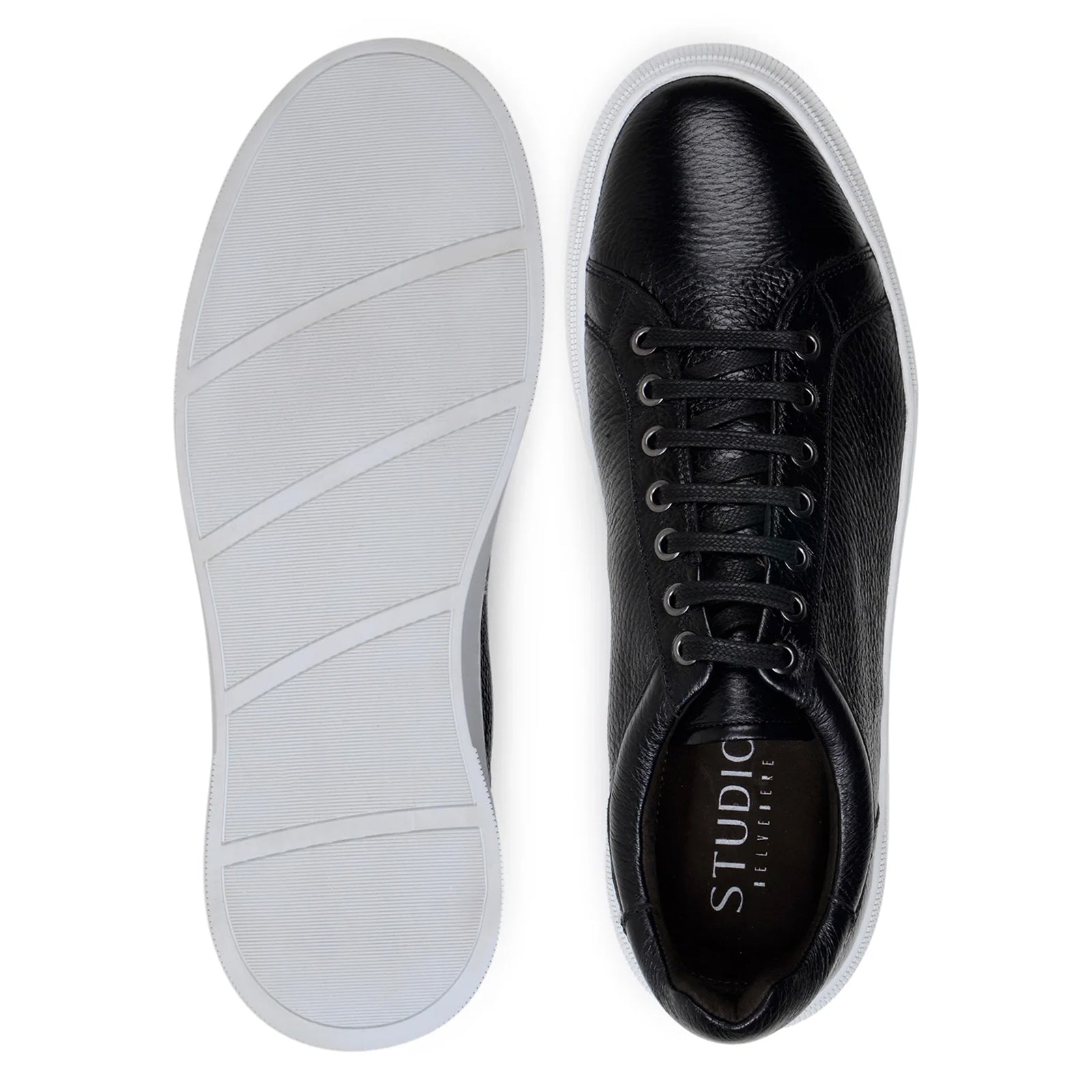 Men’s Belvedere Matteo Deerskin Leather Dress Tennis Shoe in Black