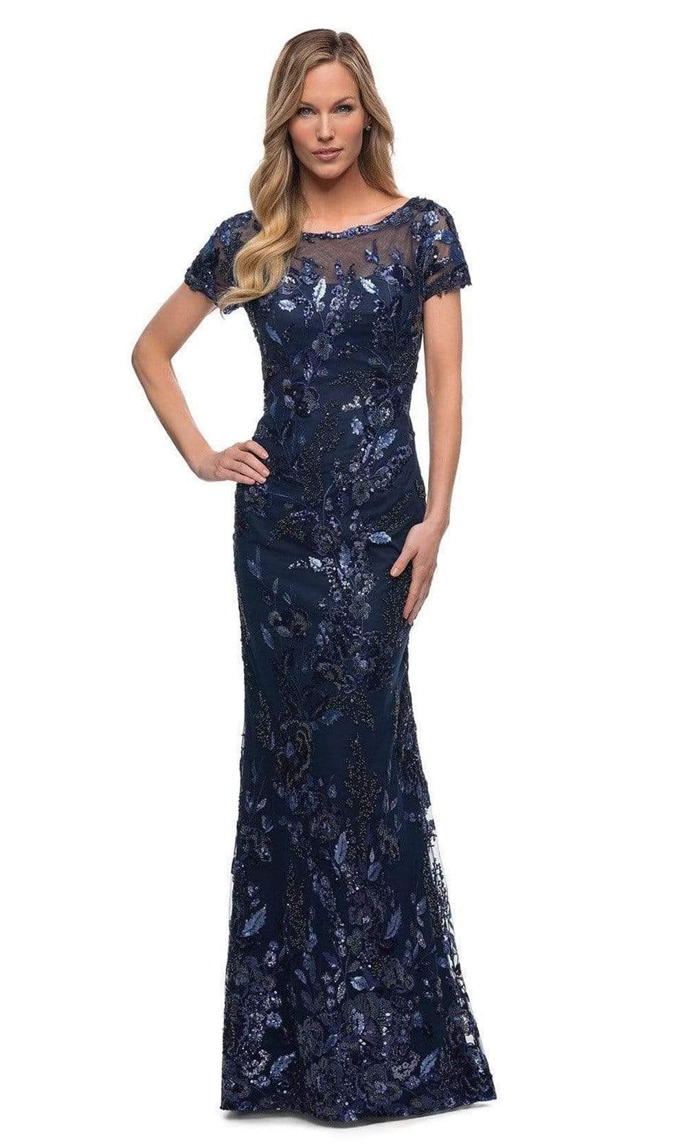29961 Floral Sequined Evening Mother of the Bride Dress