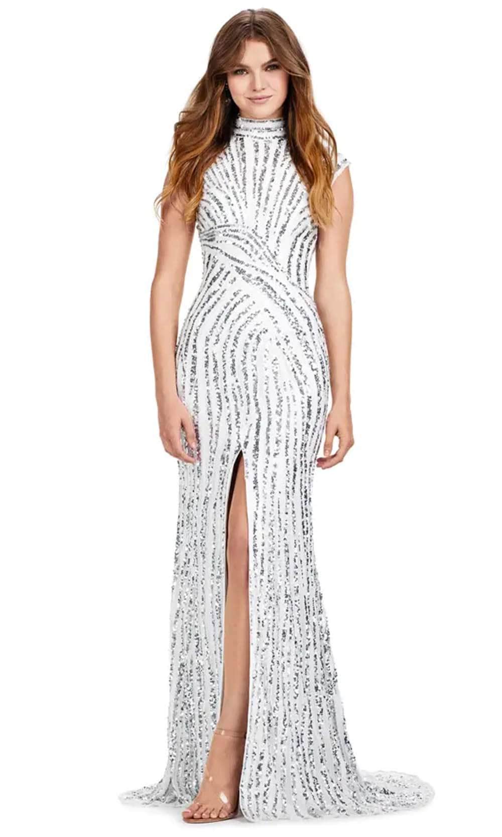 High Neckline Beaded Gown