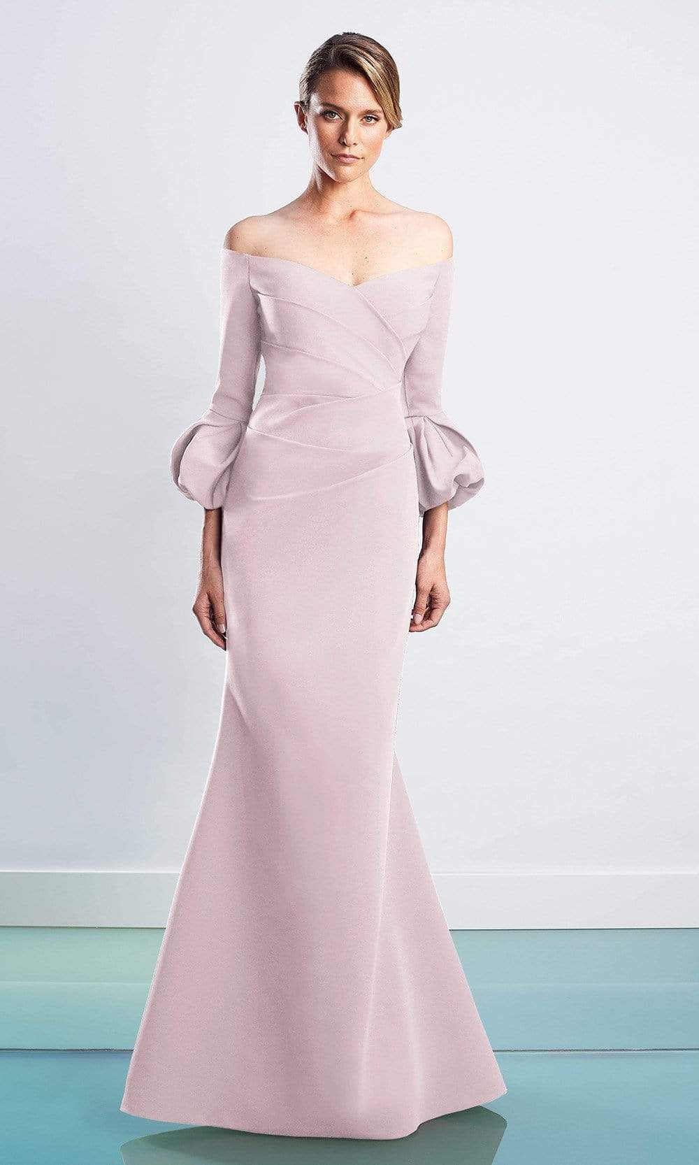 1478 Quarter Sleeves Pleated Trumpet Dress