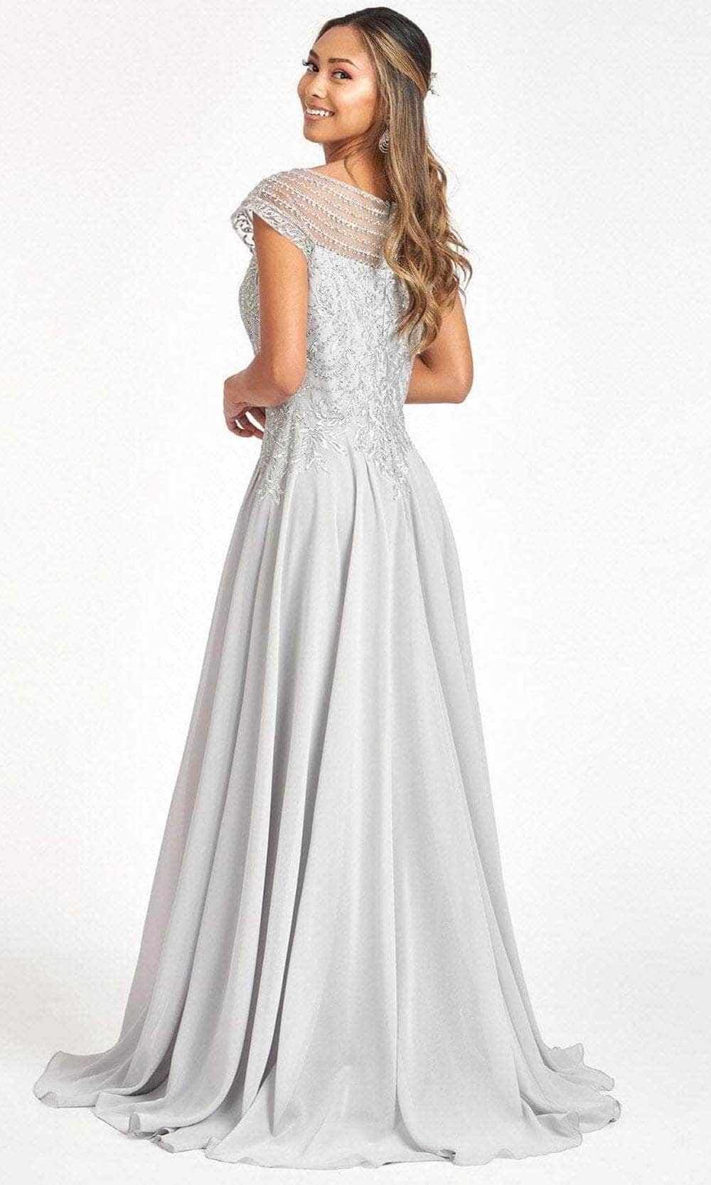 Embroidered Scoop Formal Gown