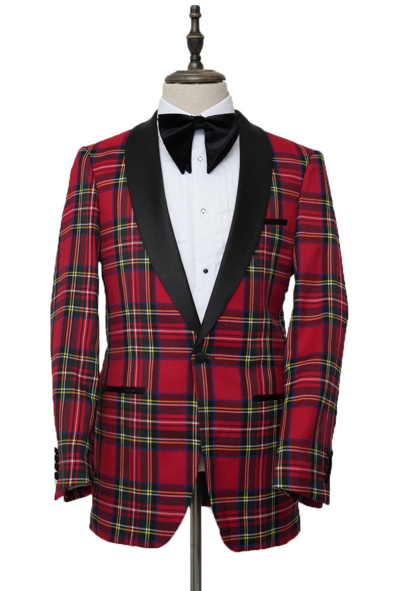 Men’s Holiday Christmas Blazer in Red Tartan Plaid