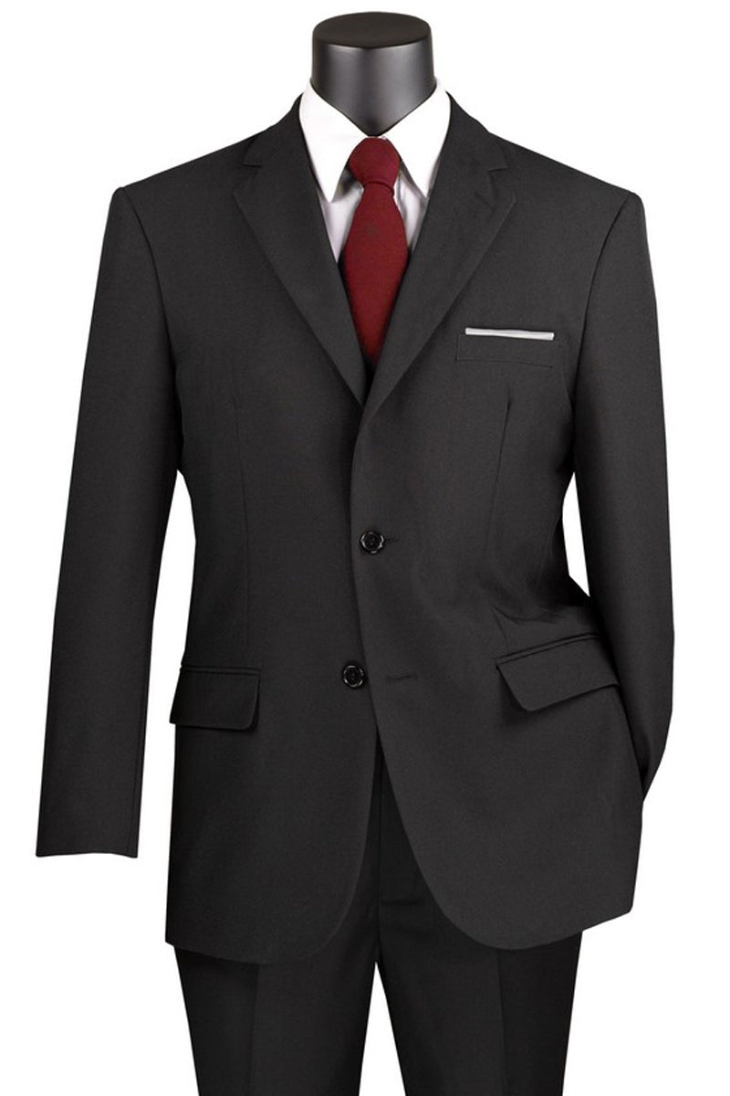 Men’s 2 Button Classic Poplin Suit in Black