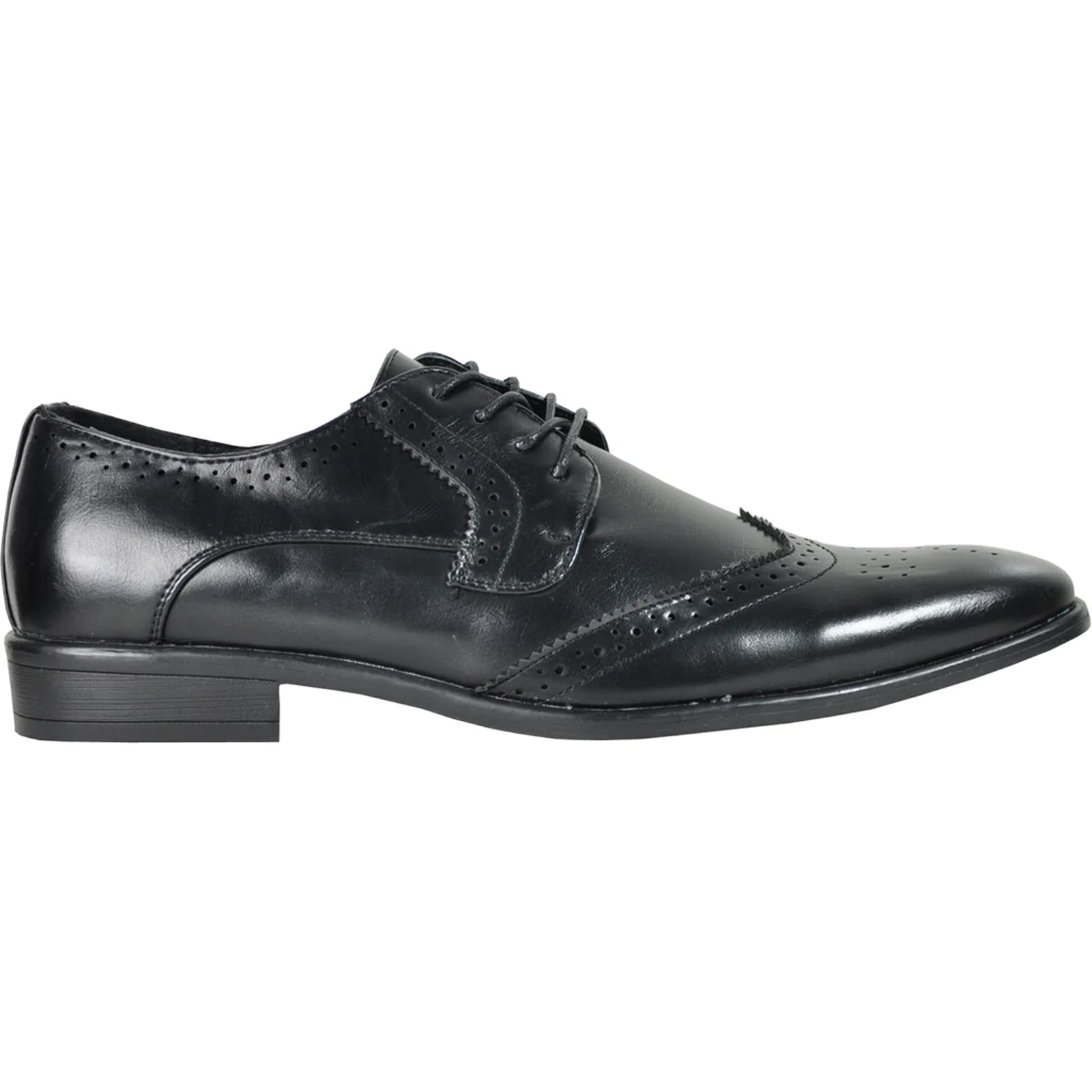 Mens Vintage Style 1920’s Wingtip Lace Up Dress Shoe in Black