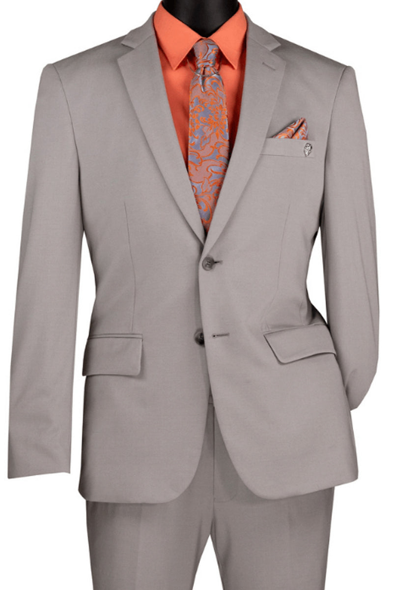 Men’s Basic Slim Fit Ultra Stretch Wedding Suit in Silver Grey