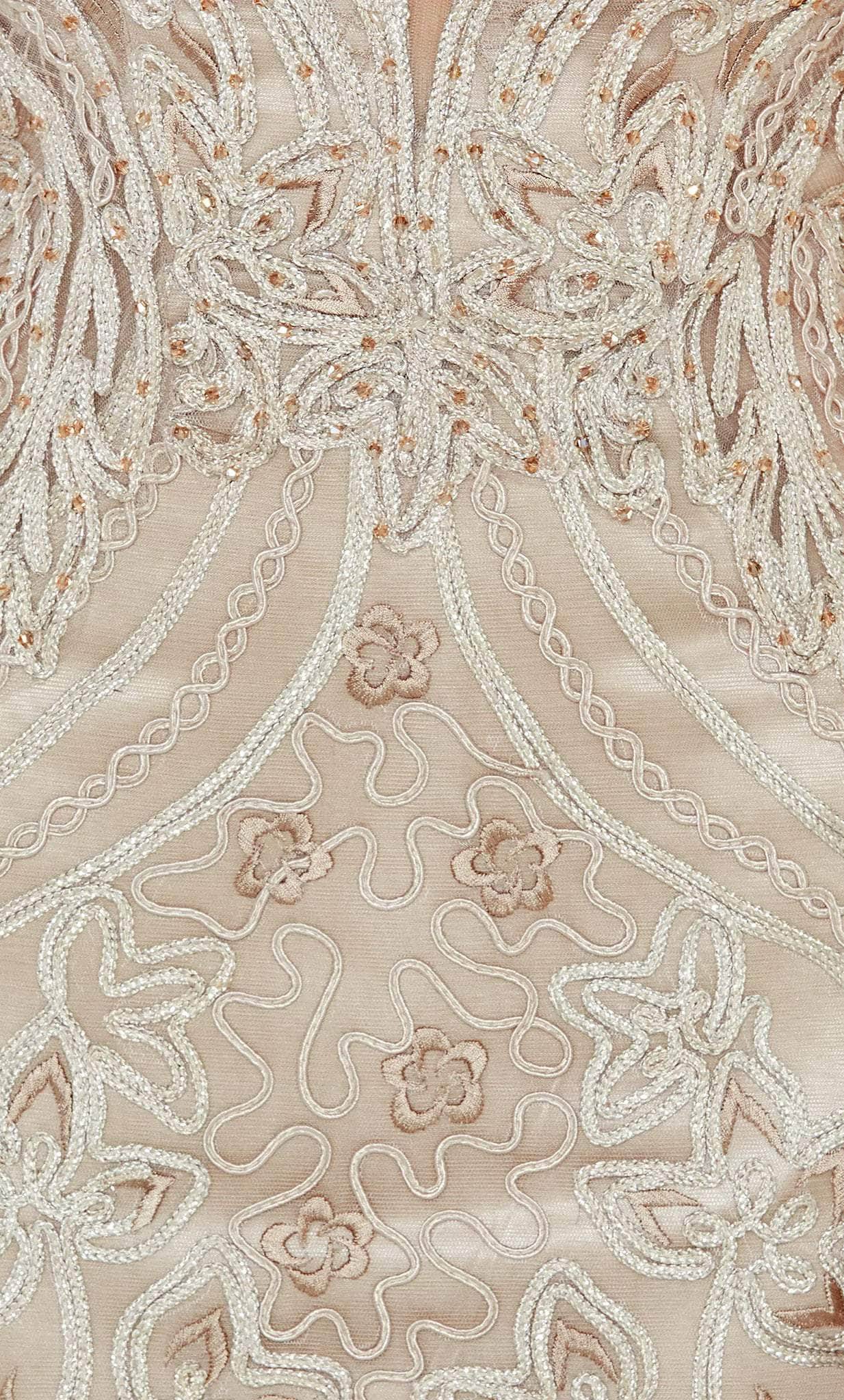 Plunging Neck Embroidered Gown