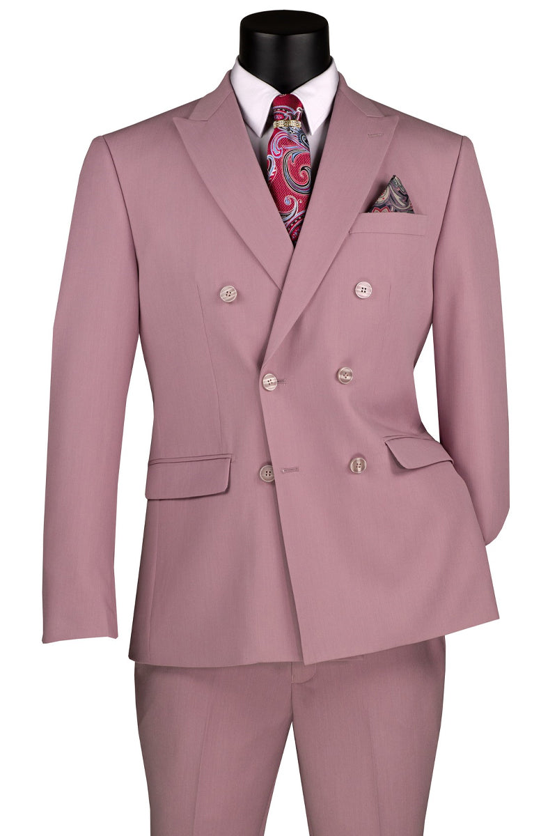 Men’s Slim Fit Double Breasted Stretch Suit in Lilac Lavender
