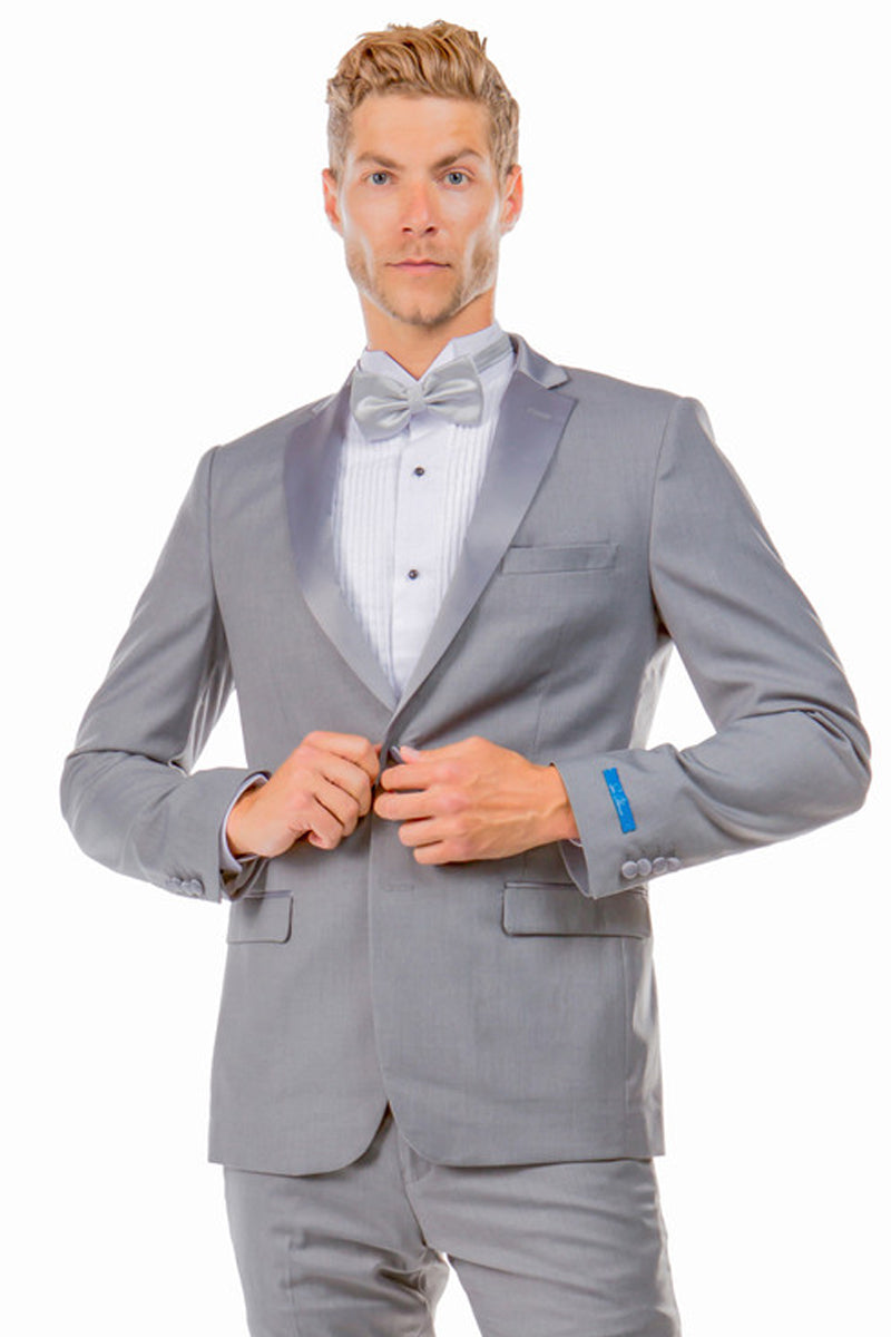 Men’s Two Button Slim Fit Prom & Wedding Tuxedo in Light Grey