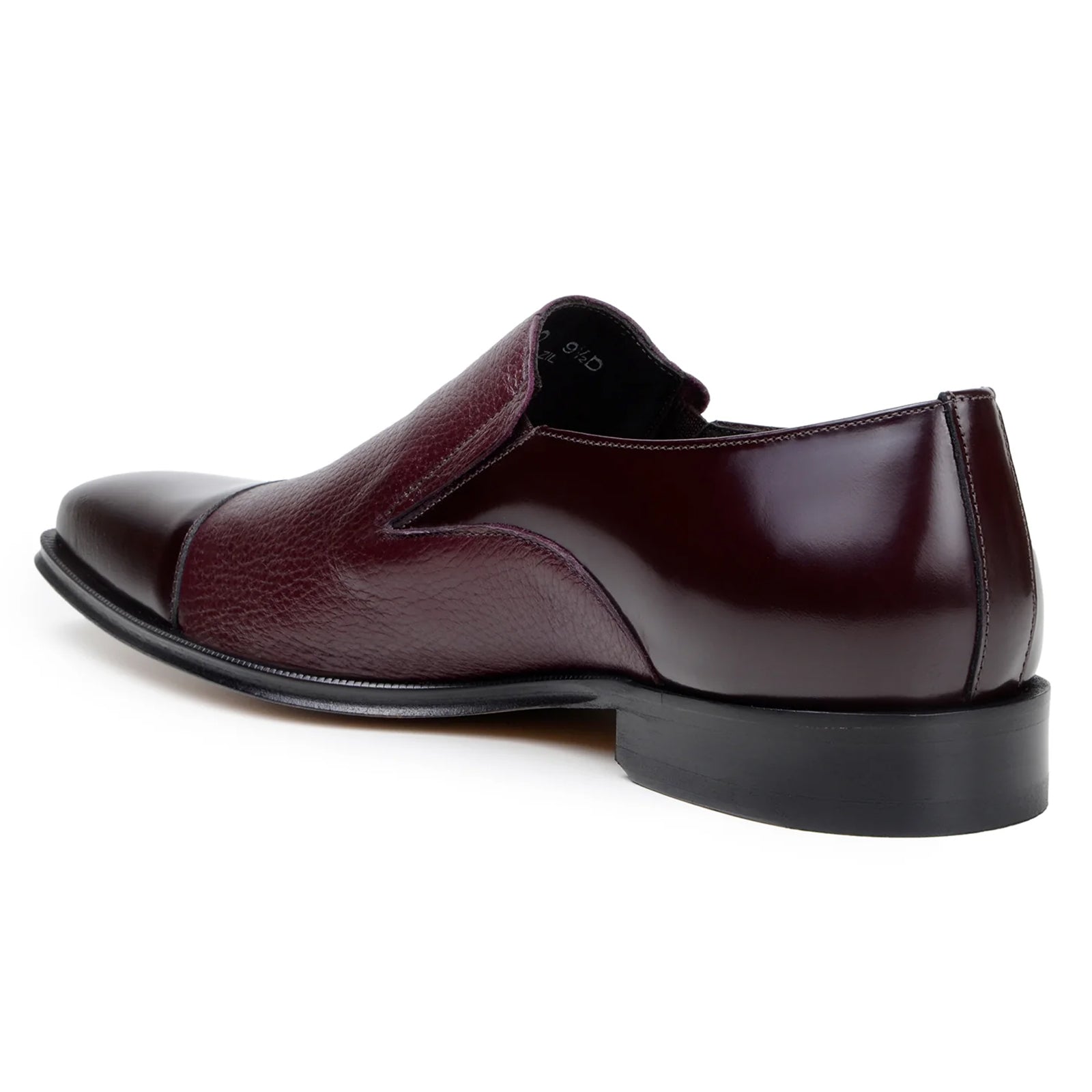 Men’s Belvedere Andreo Italian Deerskin & Nappa Leather Cap Toe Slip On Loafer in Burgundy