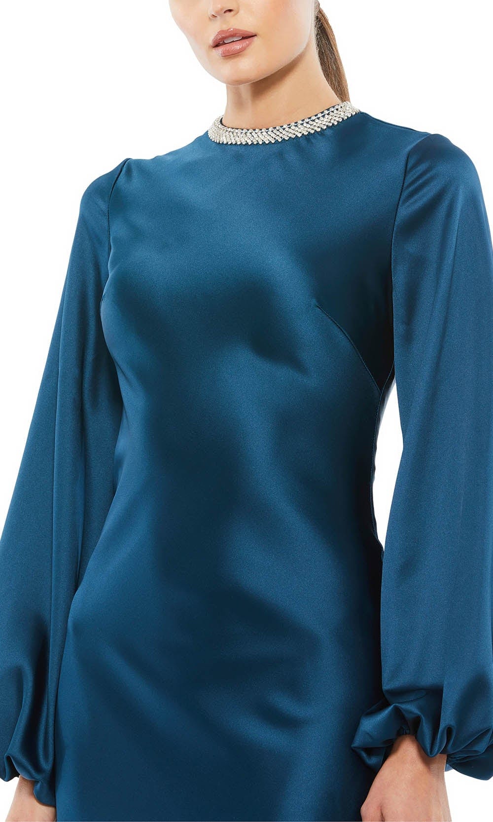 Bishop Sleeve Satin Evening Gown | Couture Candy