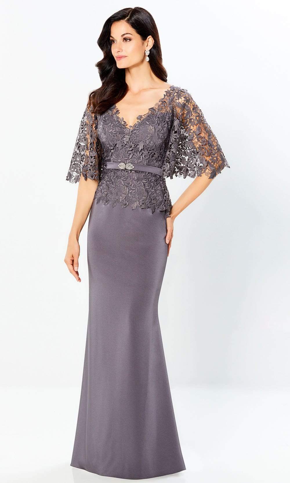 220946 Flutter Sleeve Lace Sheath Dress