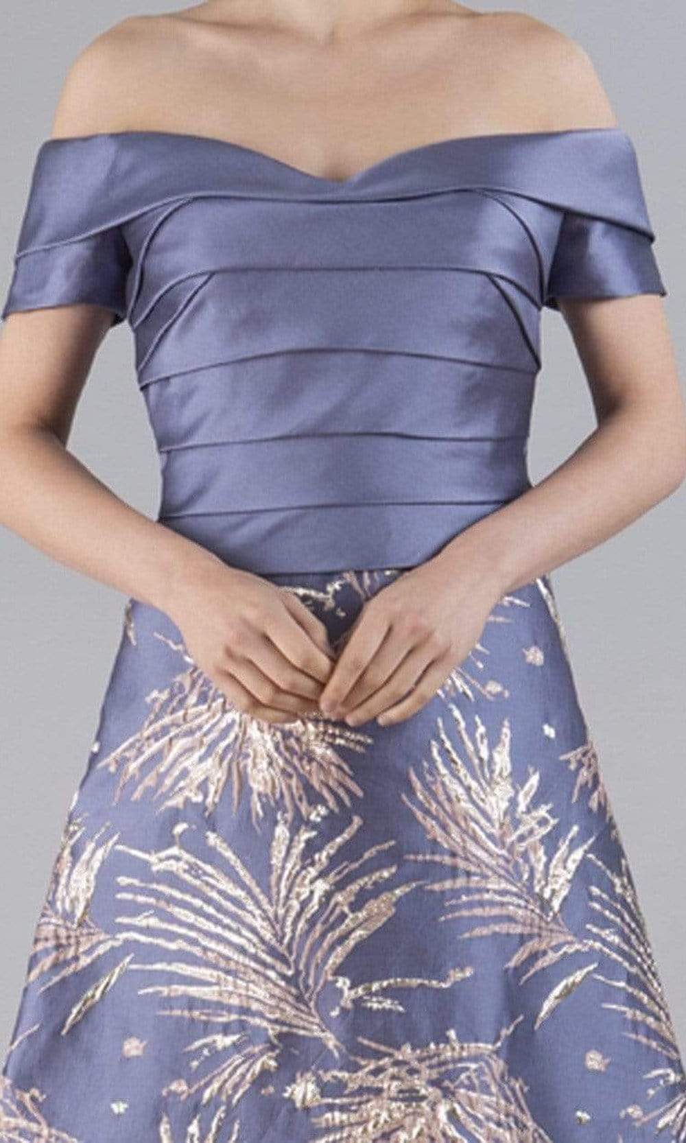 12104 Pleated Bod Embellished A-LINE GOWN