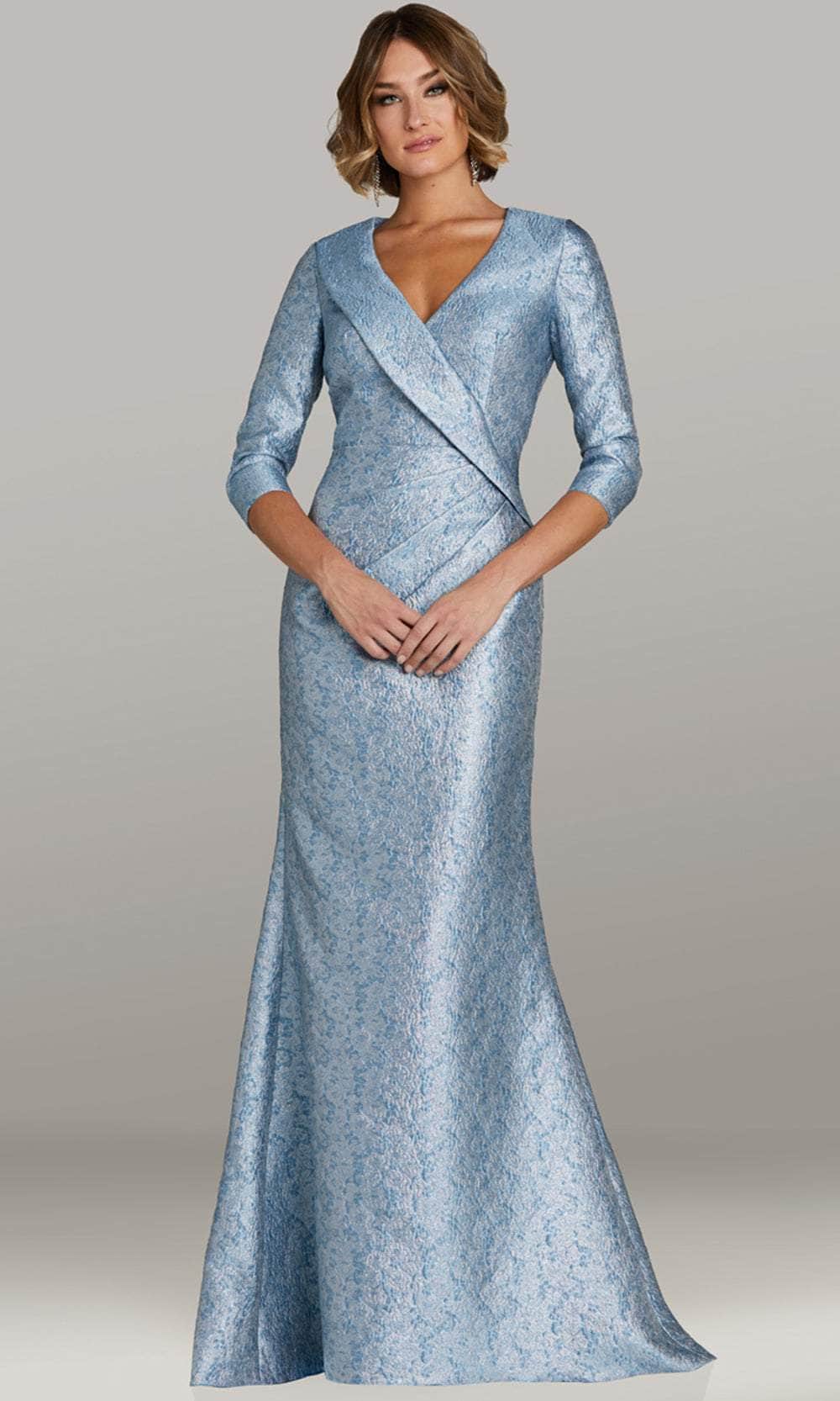 Fold Over V-Neck Mermaid Evening Gown