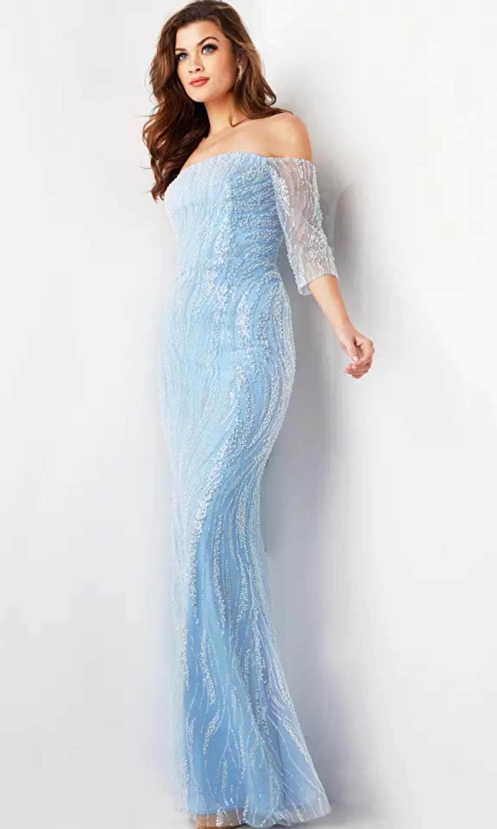 Beaded Off-Shoulder Prom Gown