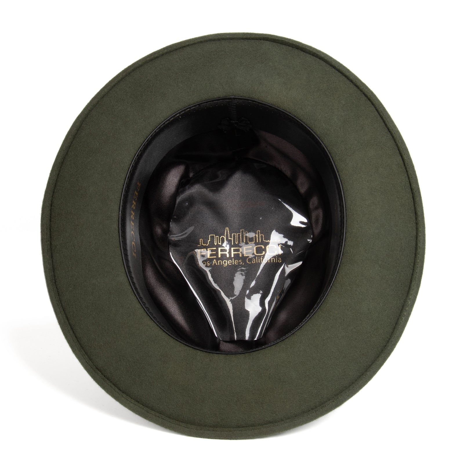 Mens Classic Wool Fedora Dress Hat in Olive Green