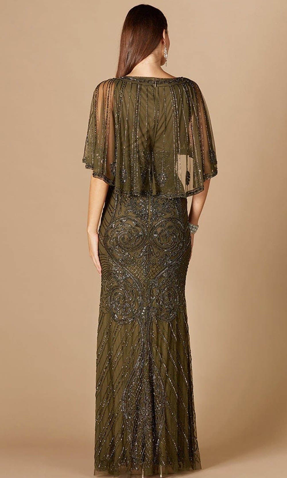 Sheer Capelet V Neck Prom Dress