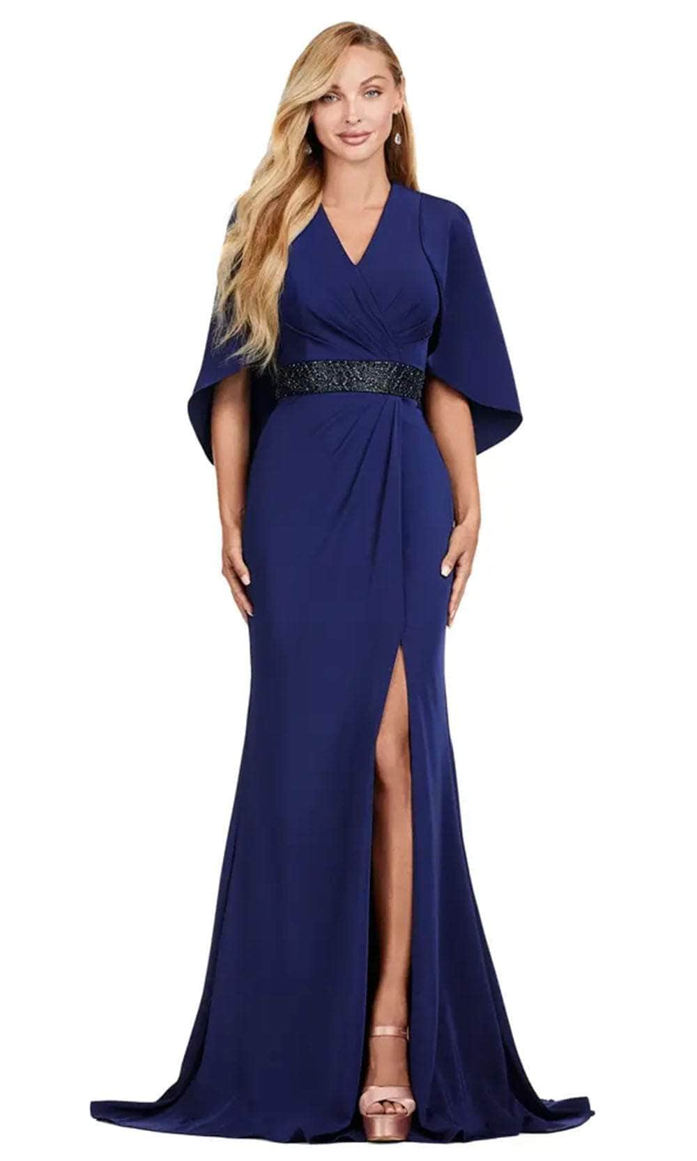 Cape V Neck Gown