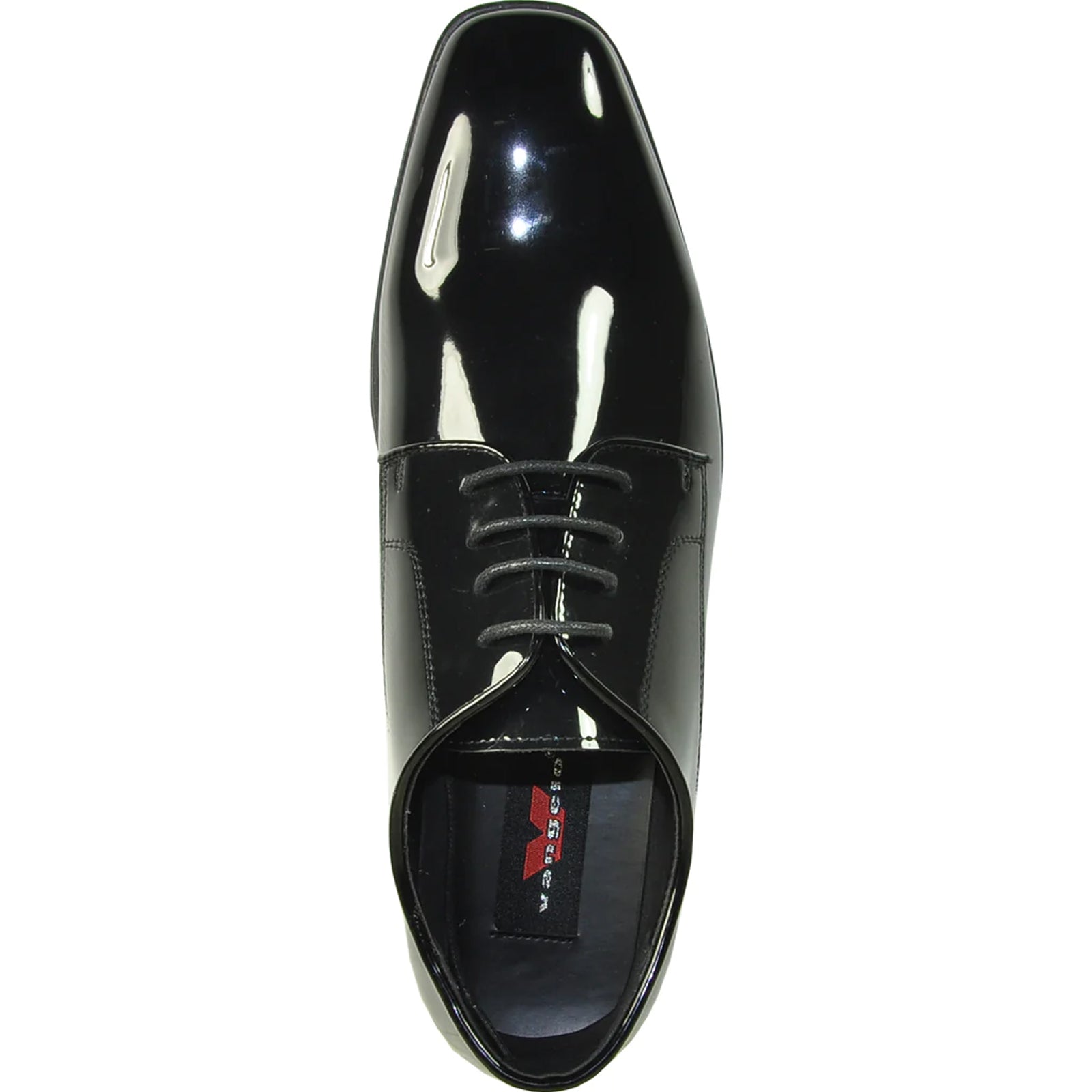 Mens Shiny Patent Plain Toe Tuxedo Dress Shoe in Black